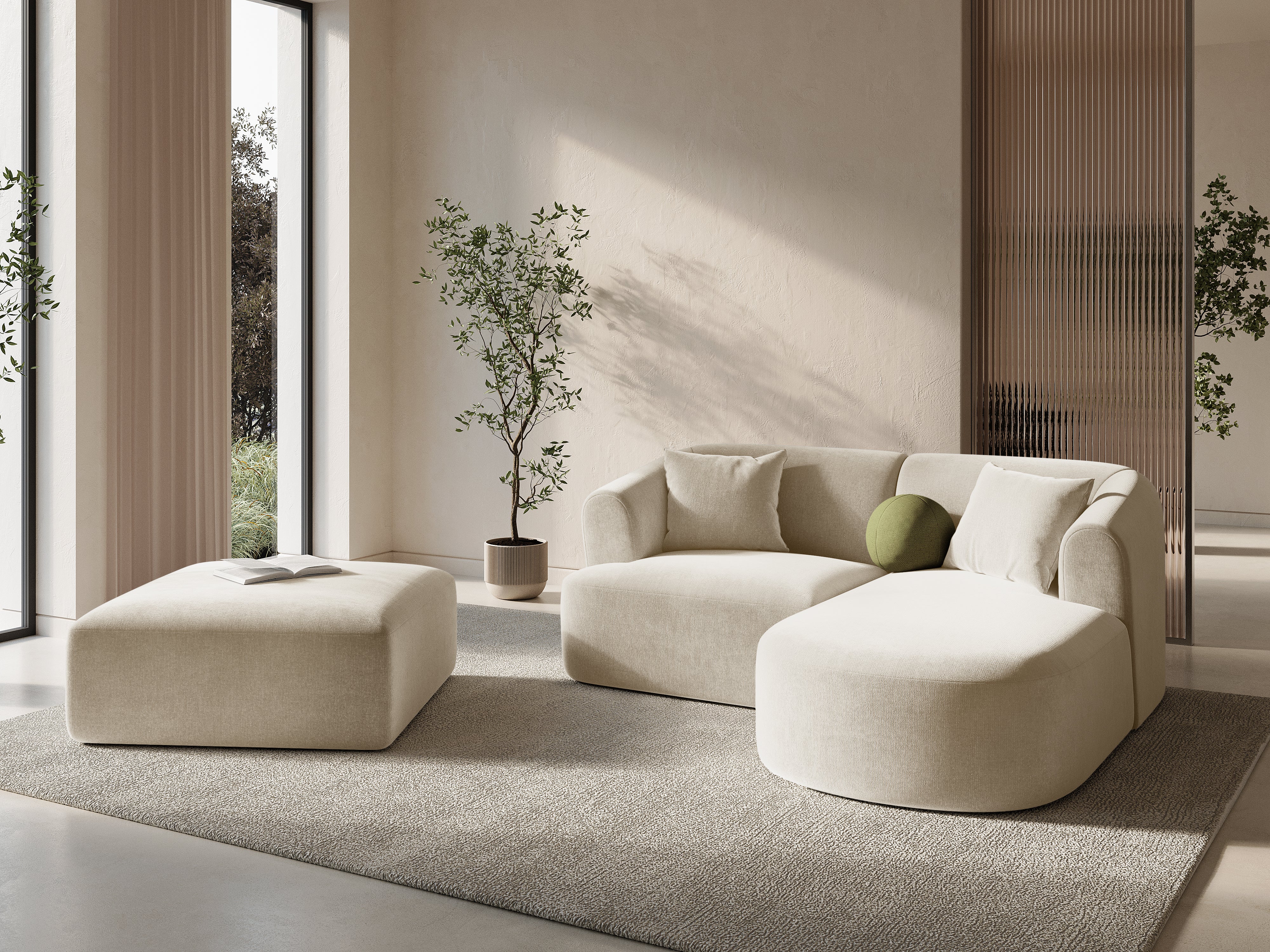 Puf aksamitny CAMPI jasnobeżowy - Image 2