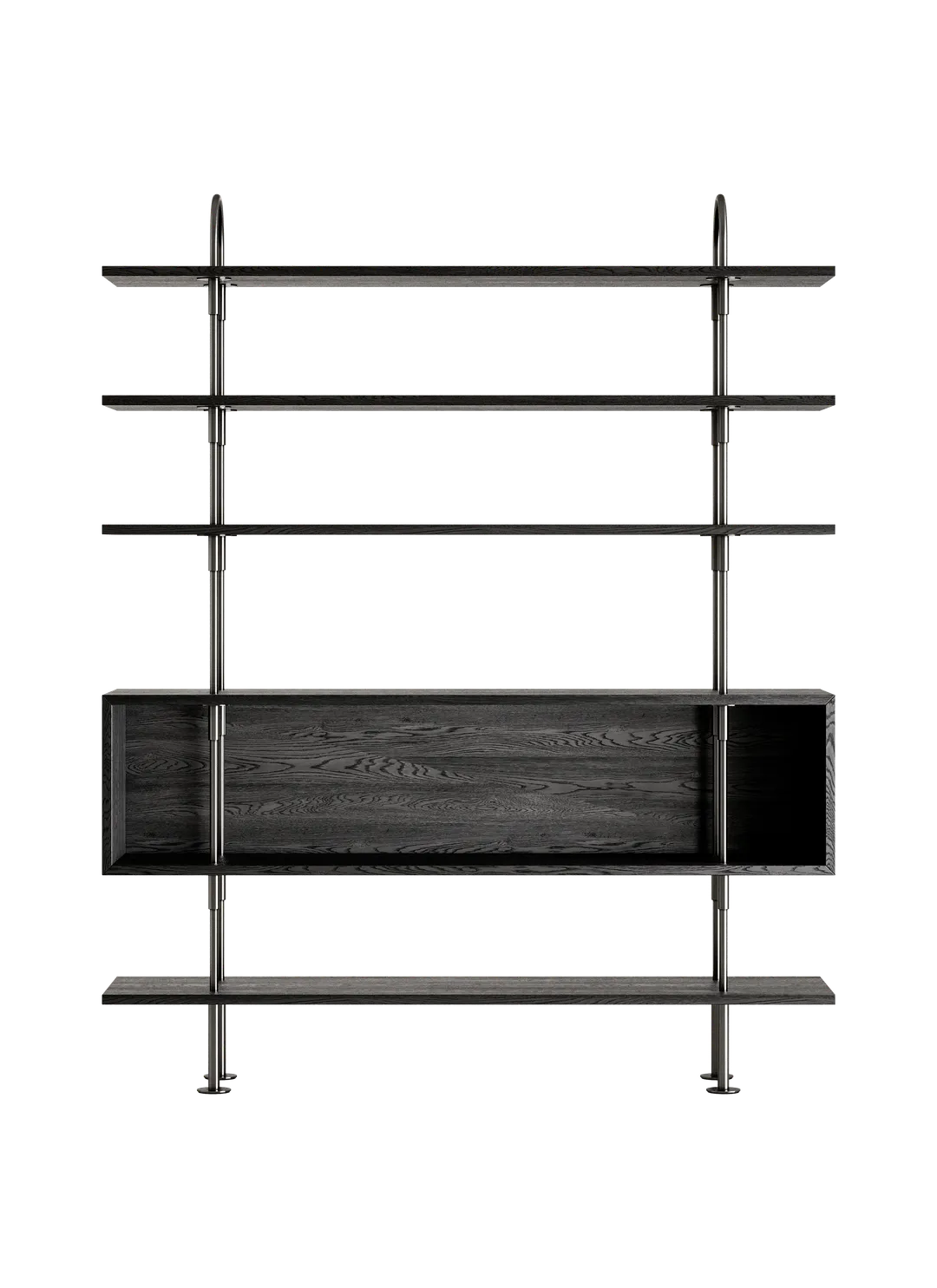Regał KEEN BOX ciemne drewno jesionowe z czarną mosiężną ramą - Image 9
