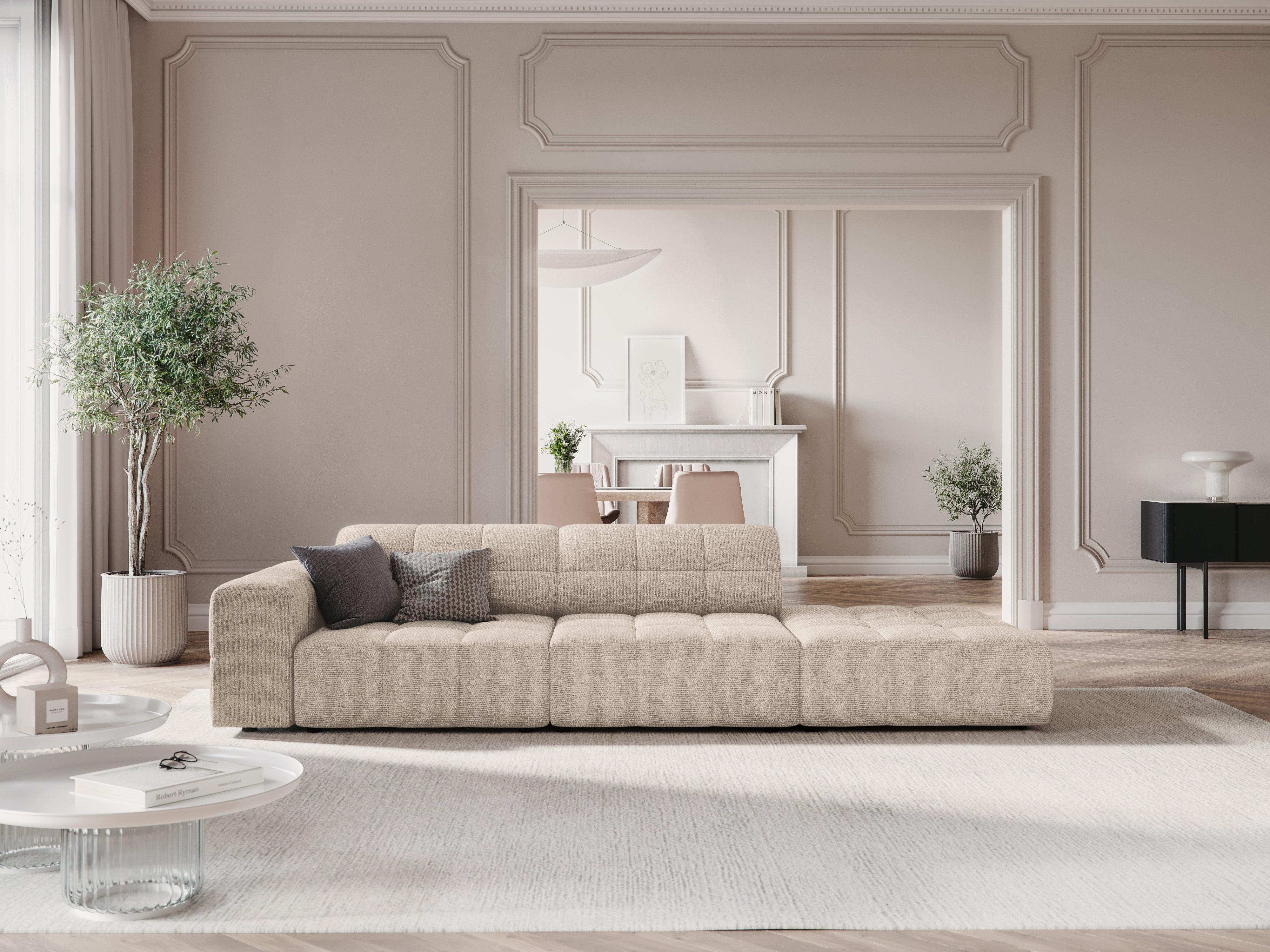 Sofa prawostronna 3-osobowa CHICAGO beżowy szenil - Image 8