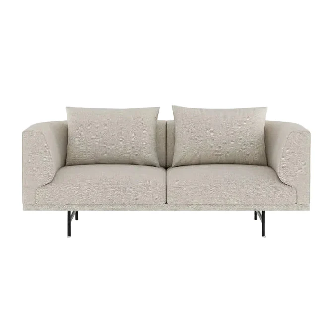 Sofa 2-osobowa CHIMNEY jasnoszara tkanina Wavy z czarną podstawą