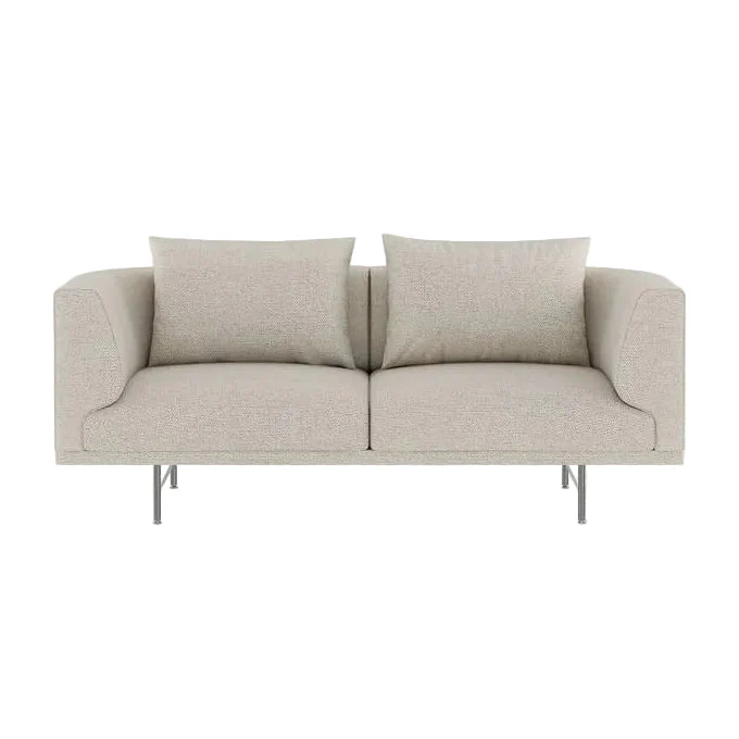 Sofa 2-osobowa CHIMNEY jasnoszara tkanina Wavy ze stalową podstawą