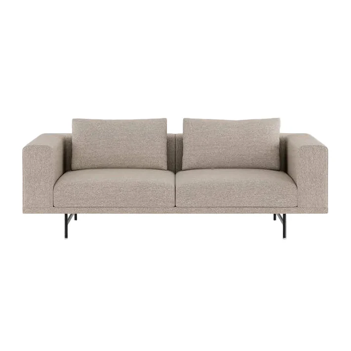 Sofa 2-osobowa LOFT ciemnobeżowa tkanina Brook z czarną podstawą