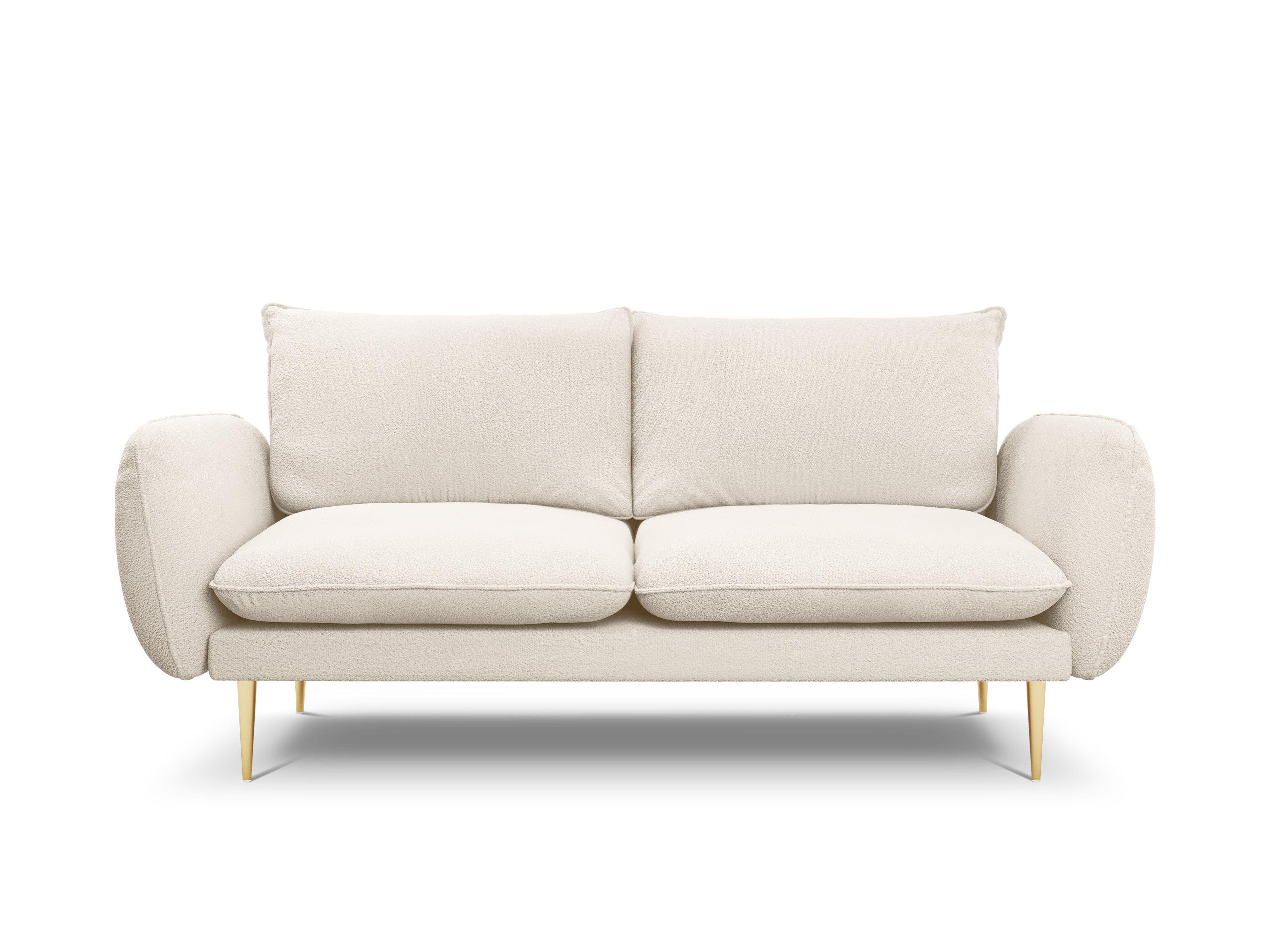 Sofa 2-osobowa VIENNA beżowy boucle ze złotą podstawą - Image 8