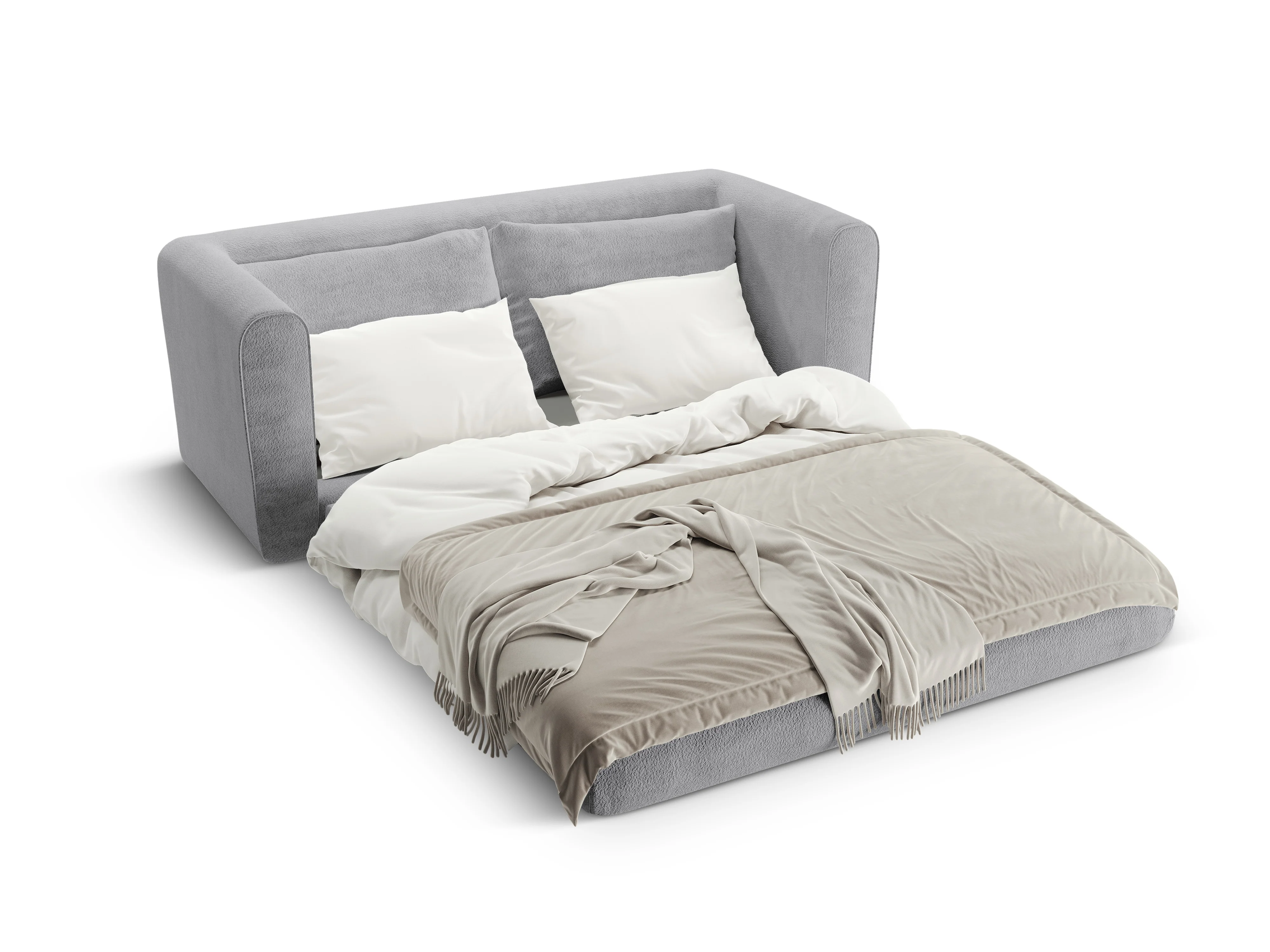 Sofa 2-osobowa z funkcją spania LIDO szary boucle - Image 3