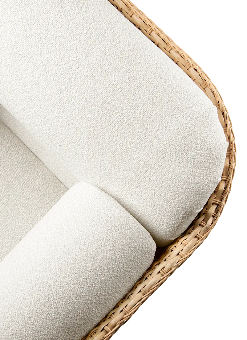 Sofa 3-osobowa BASKET biały z rattanem - Image 3