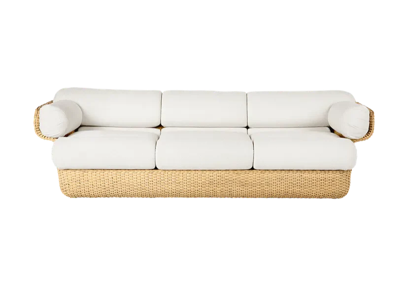 Sofa 3-osobowa BASKET biały z rattanem - Image 4