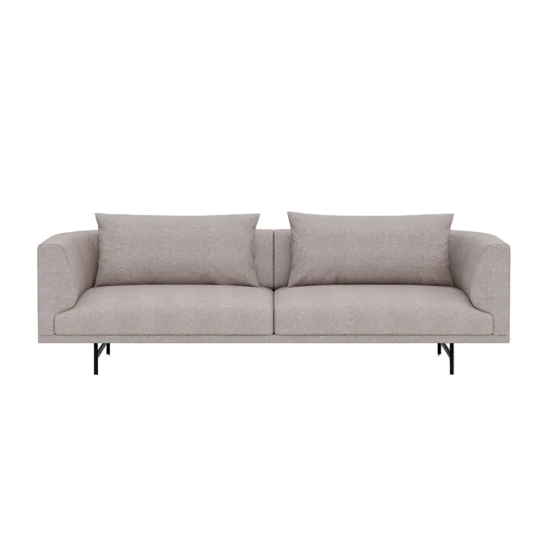 Sofa 3-osobowa CHIMNEY ciemnobeżowa tkanina Brook z czarną podstawą