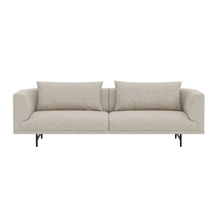 Sofa 3-osobowa CHIMNEY jasnoszary boucle z czarną podstawą