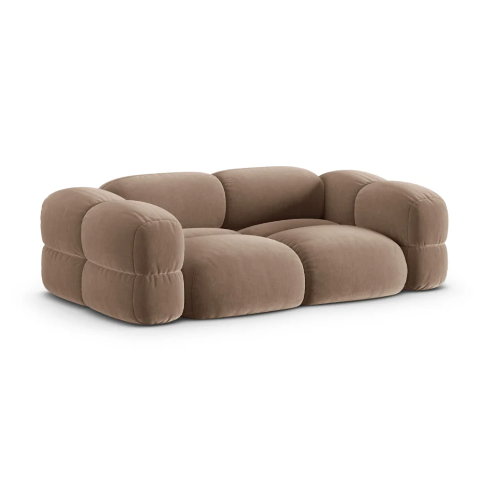 Sofa 3-osobowa aksamitna LORETTO ciemnobeżowy