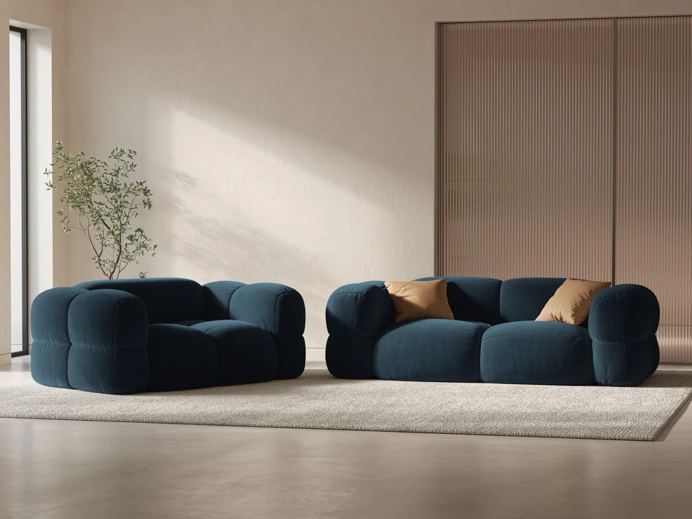 Sofa 3-osobowa aksamitna LORETTO petrol - Image 2
