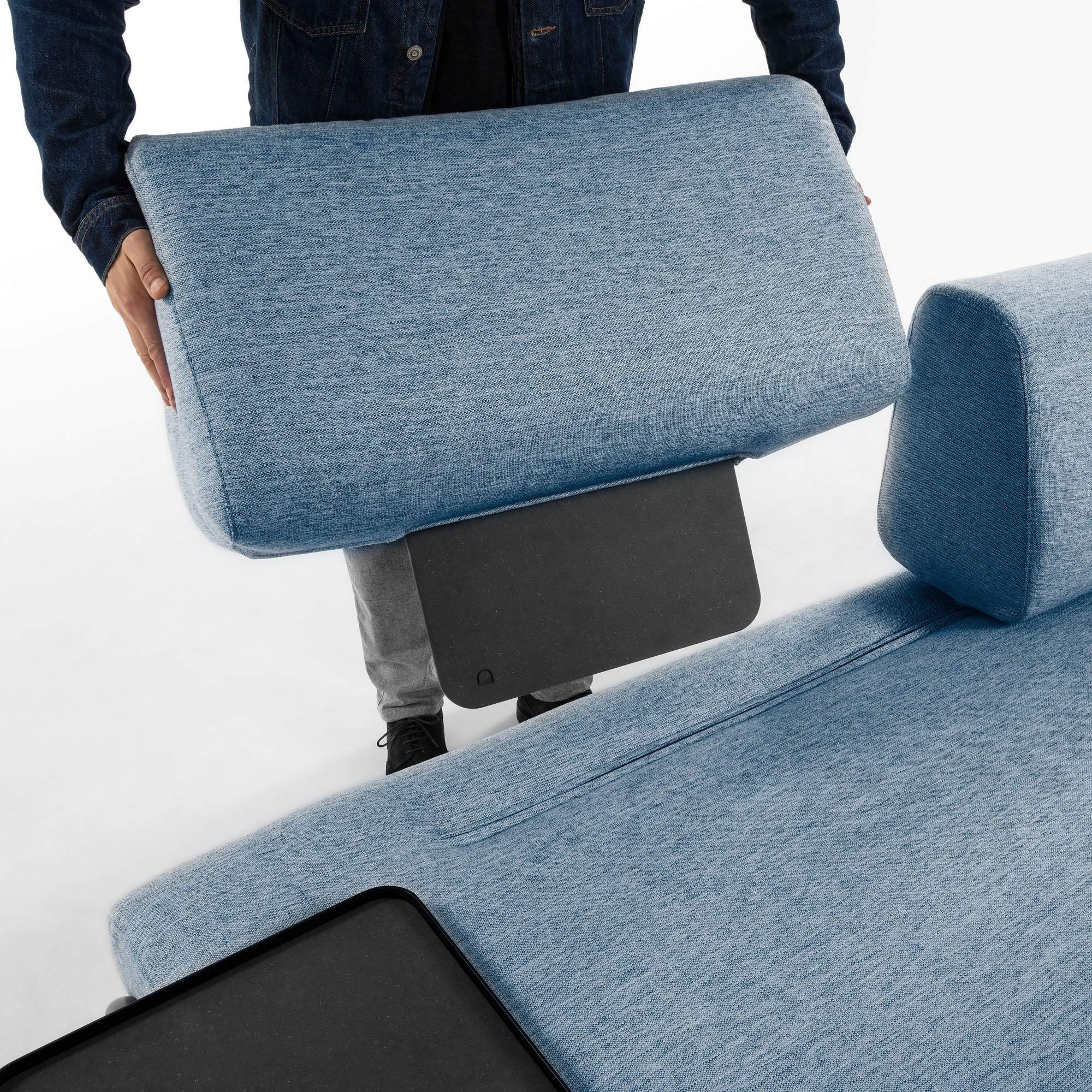 Sofa 3-osobowa modułowa z małą tacką COMPO niebieski - Image 4