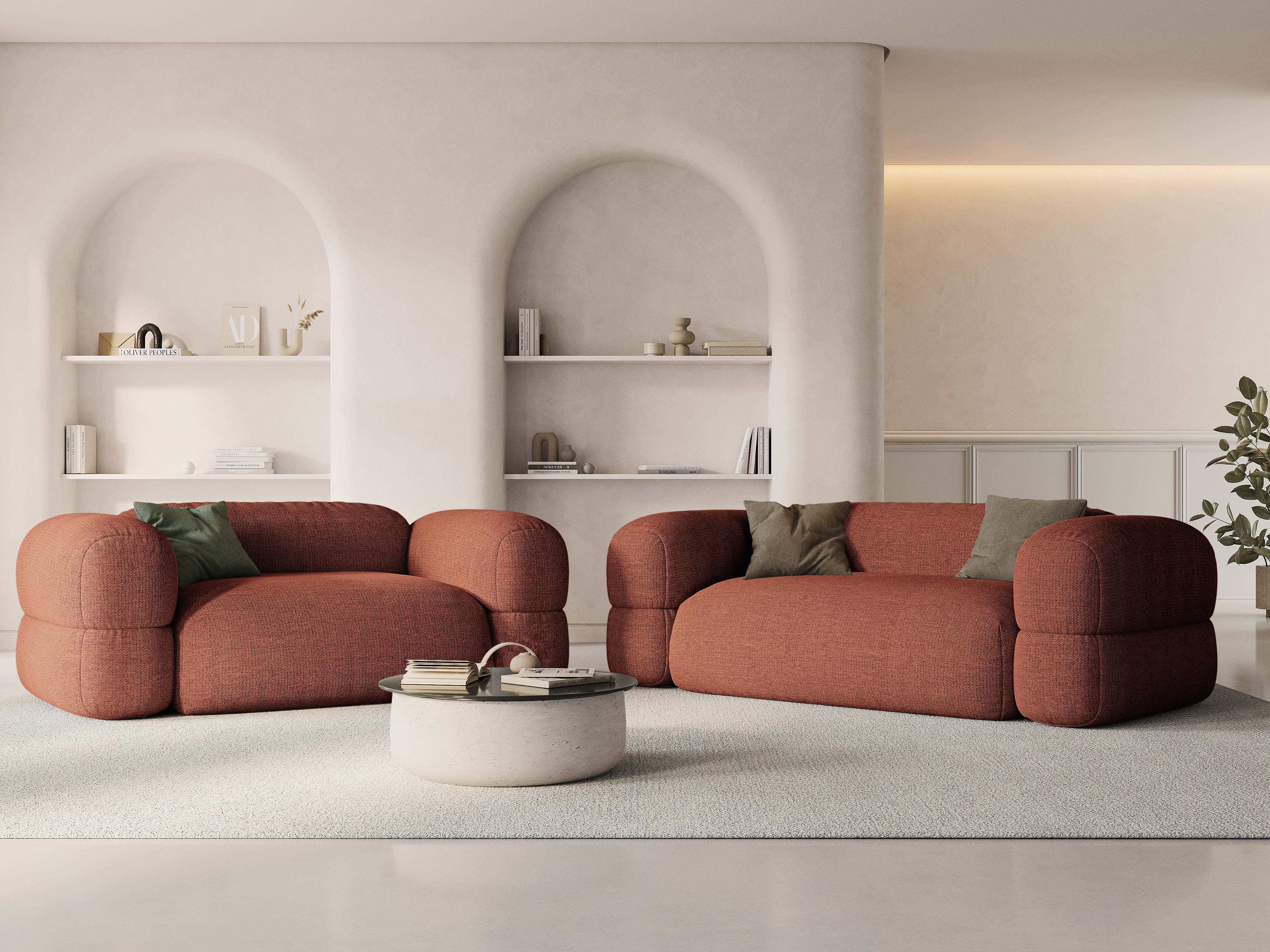 Sofa 3-osobowa ROGER koralowy szenil - Image 2