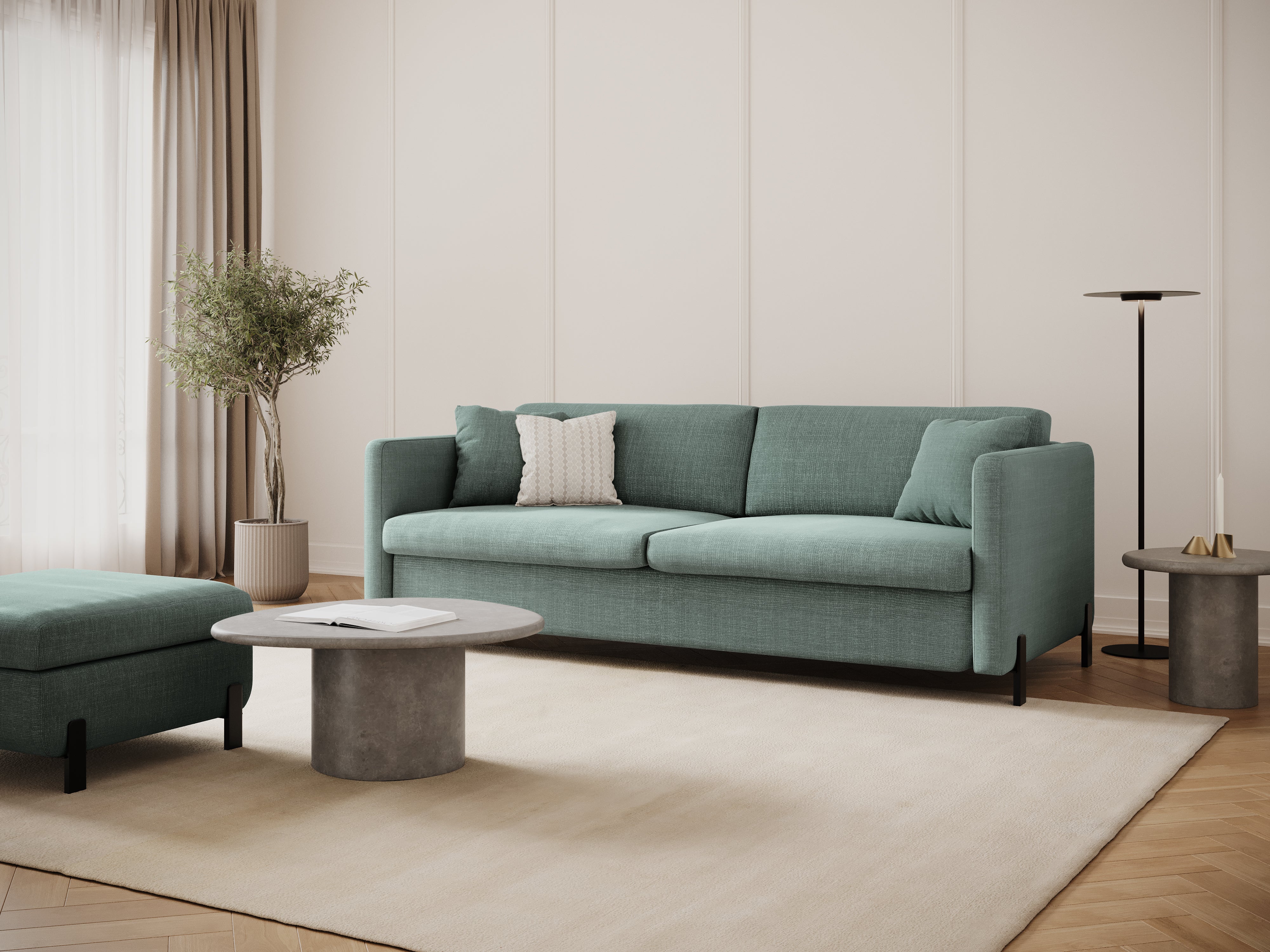 Sofa 3-osobowa z funkcją spania GLORIA miętowy szenil - Image 2