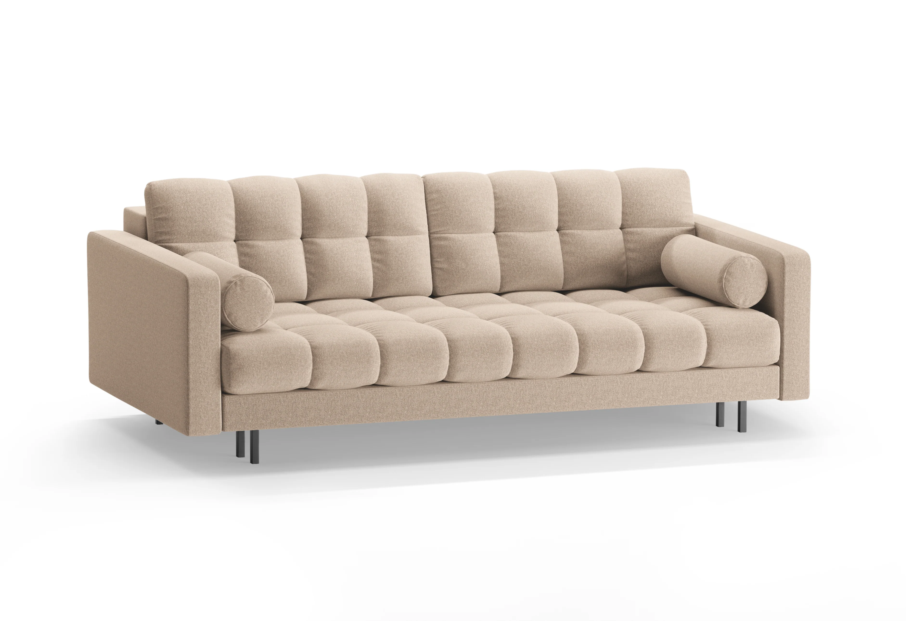 Sofa 3-osobowa z funkcją spania BALI beżowy z czarną podstawą