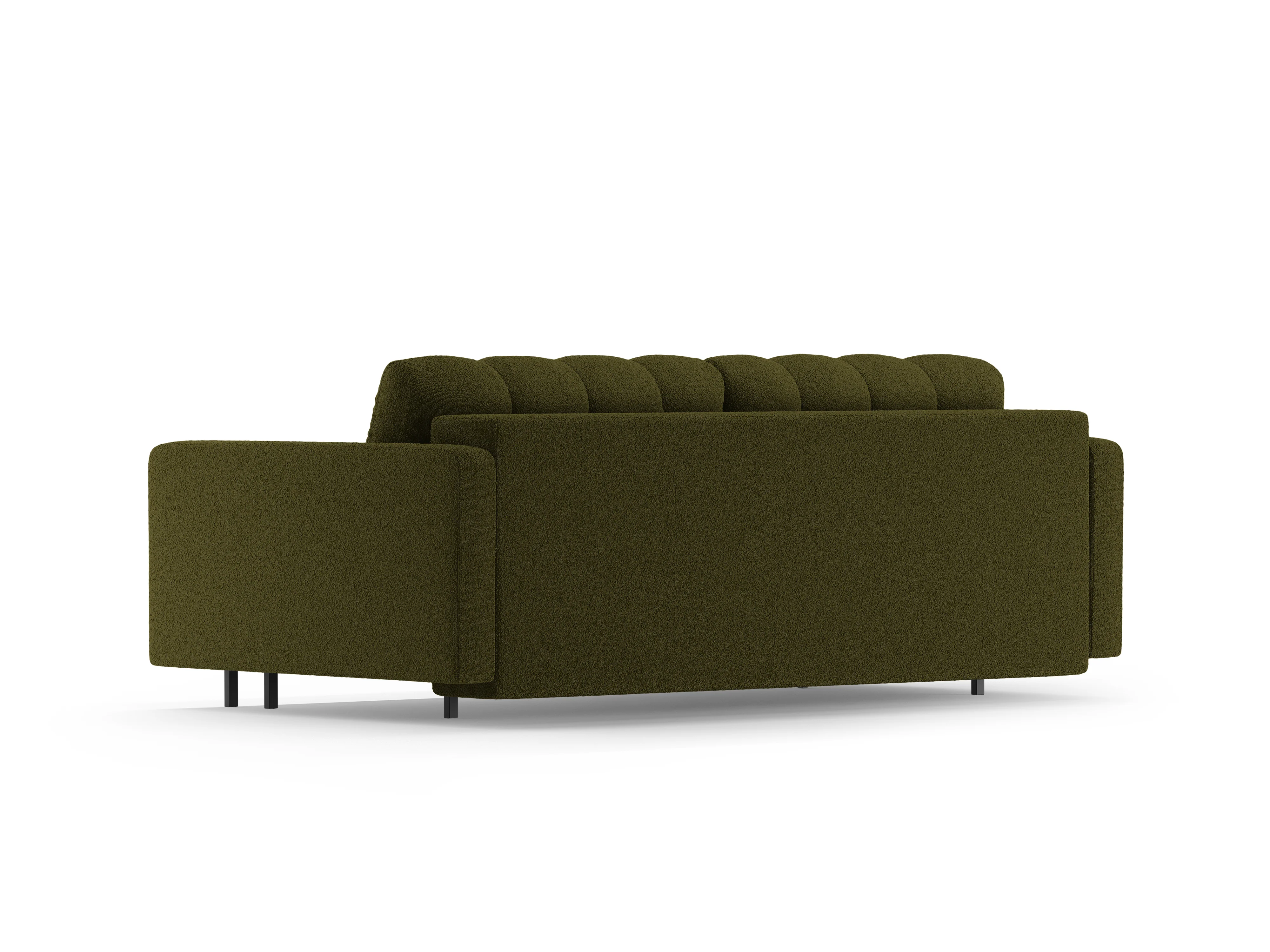Sofa 3-osobowa z funkcją spania BALI oliwkowy bouclé z czarną podstawą - Image 4