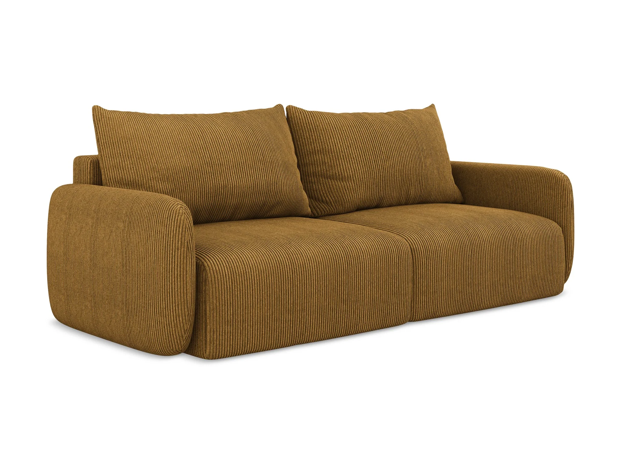 Sofa 3-osobowa z funkcją spania KALENA musztardowy sztruks