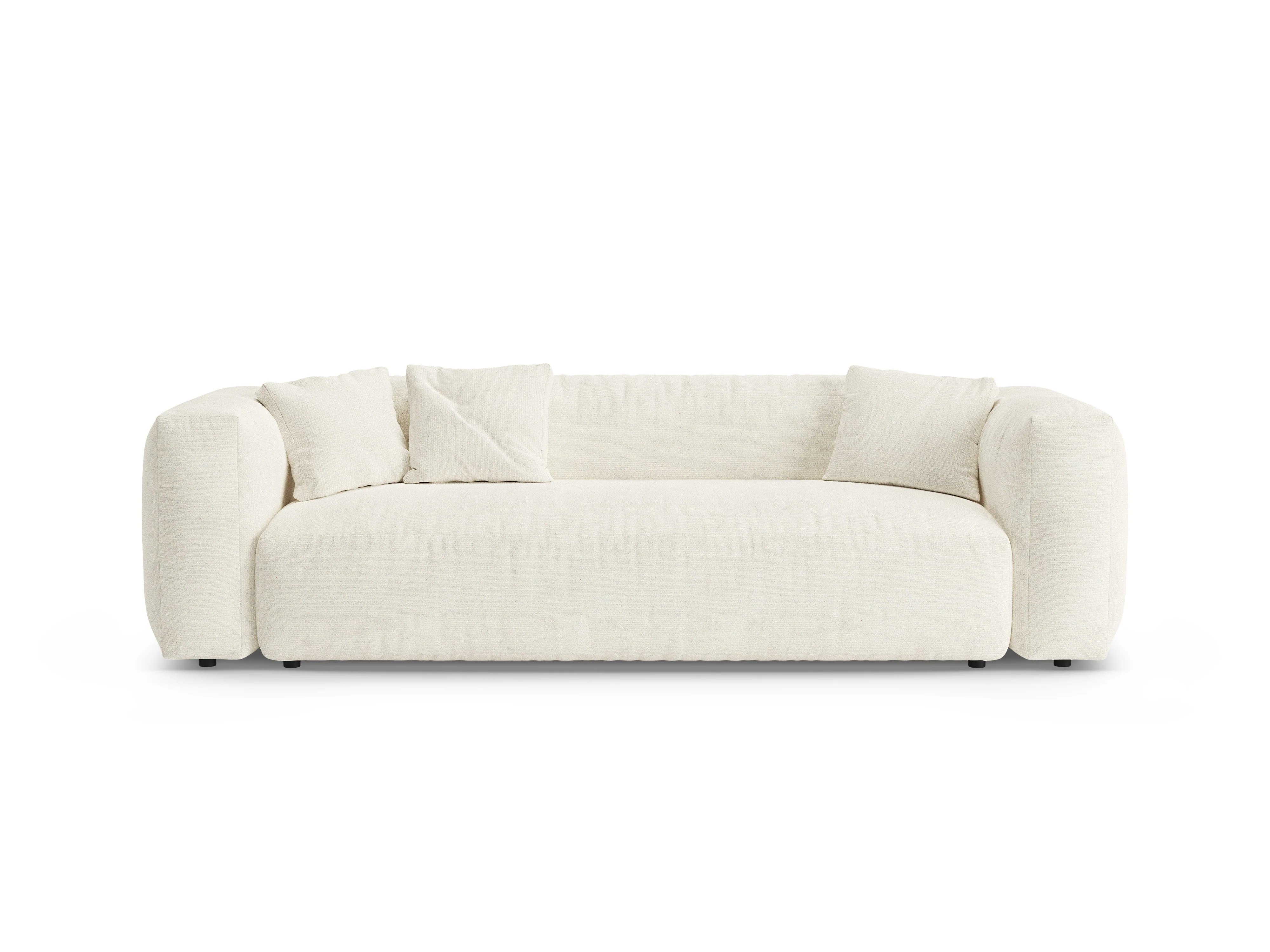 Sofa 3-osobowa z funkcją spania MARTINA kość słoniowa boucle - Image 4