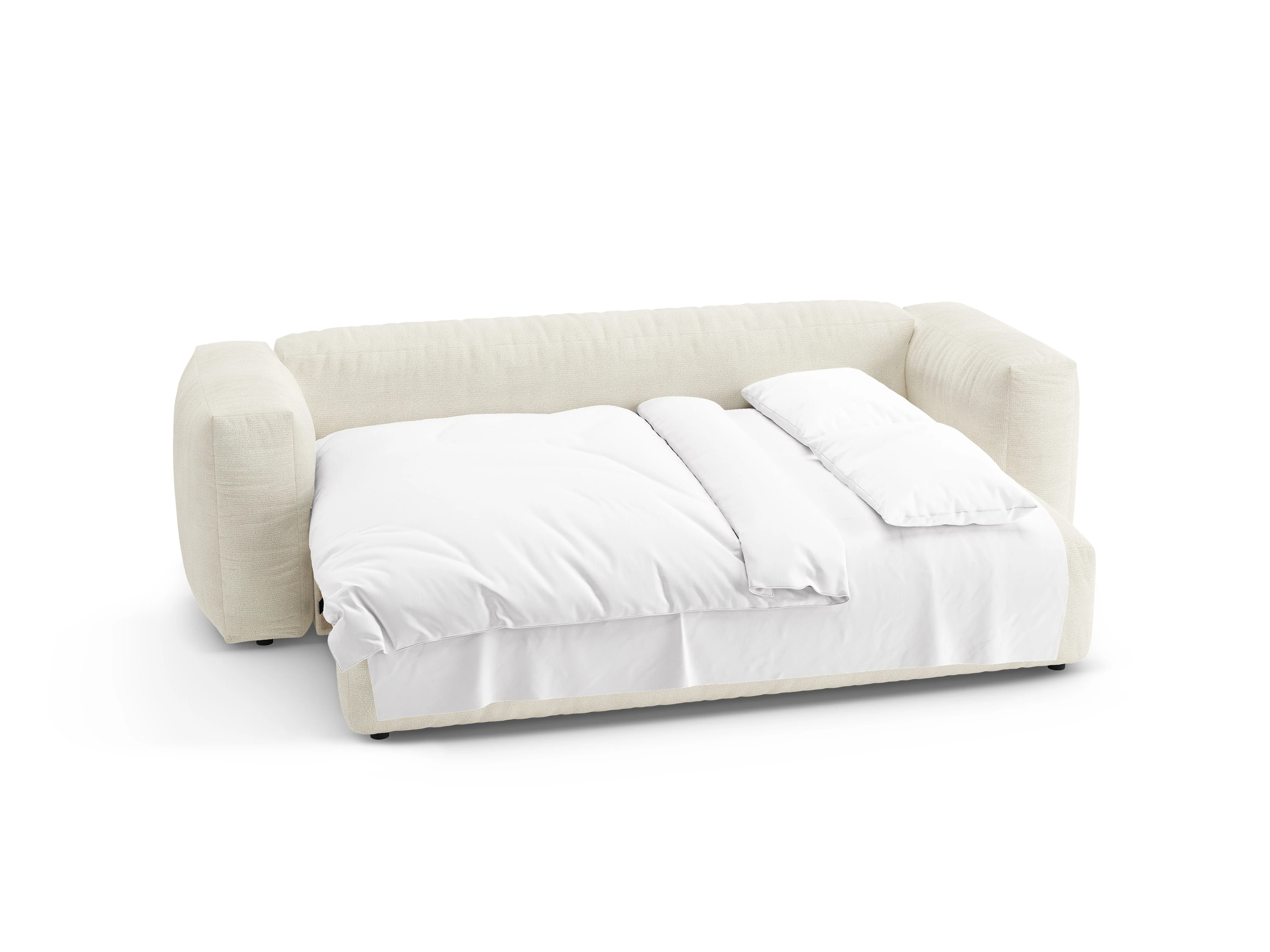 Sofa 3-osobowa z funkcją spania MARTINA kość słoniowa boucle - Image 7