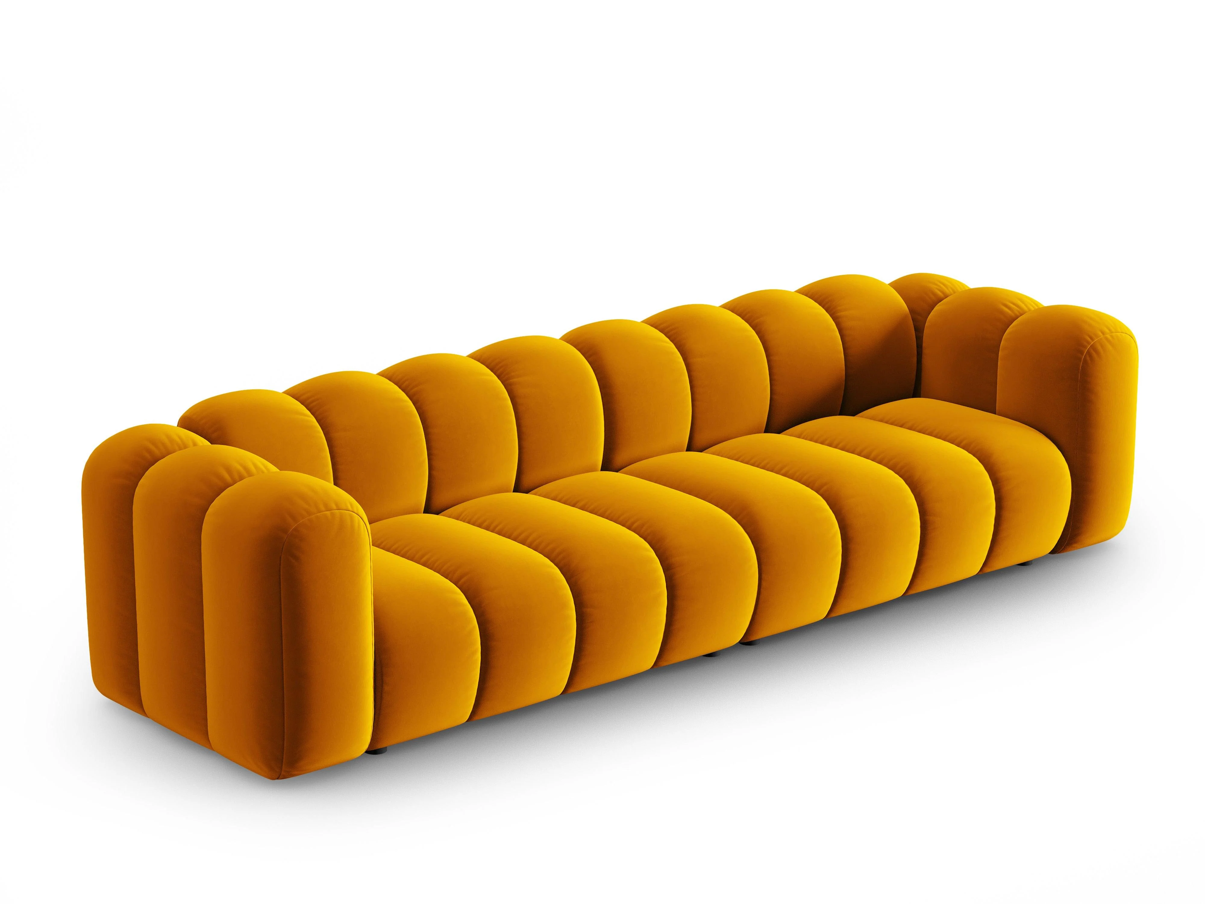 Sofa aksamitna 4-osobowa LUPINE musztardowy