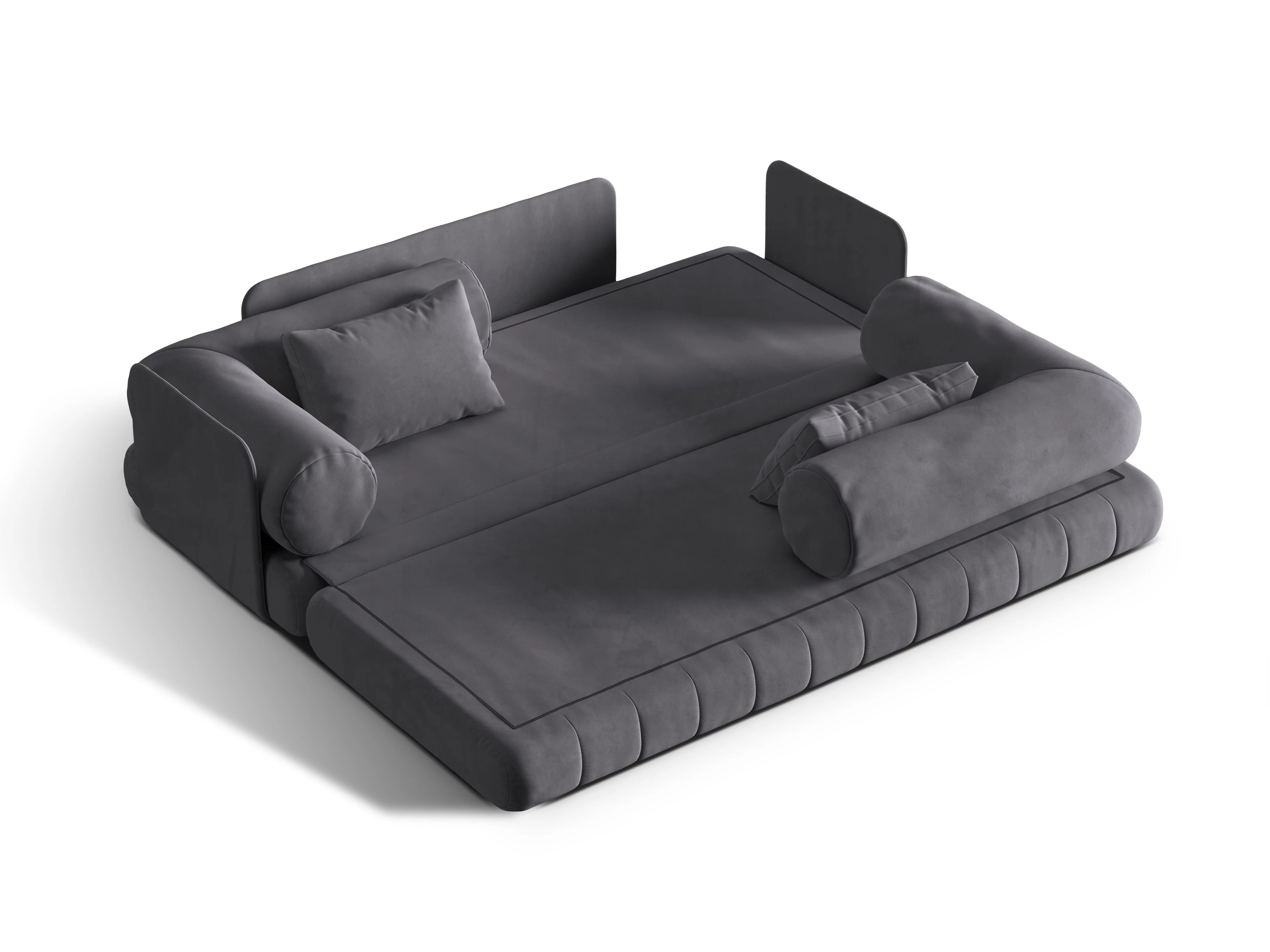 Sofa aksamitna 3-osobowa z funkcją spania KEMI ciemnoszary - Image 5