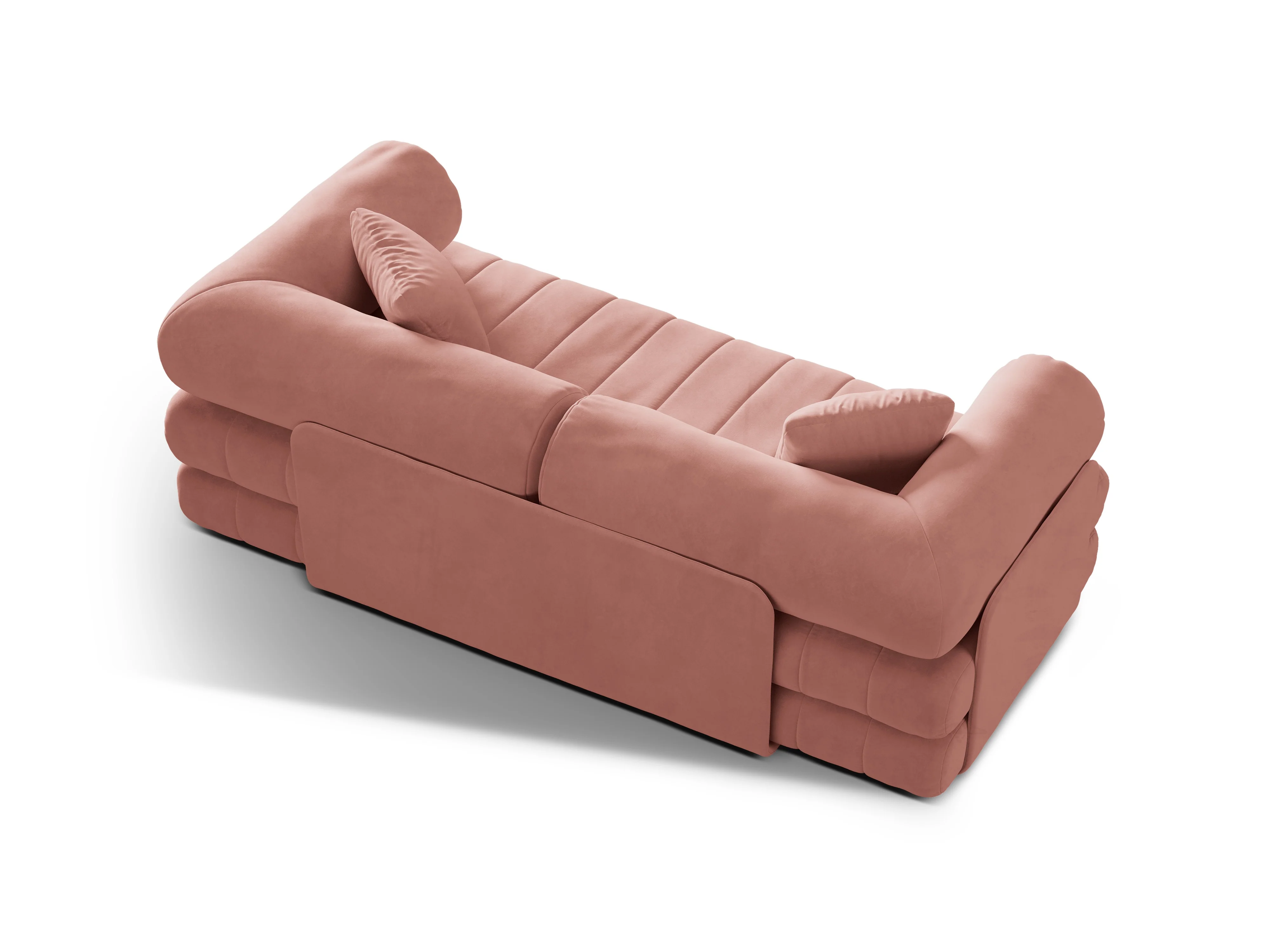 Sofa aksamitna 3-osobowa z funkcją spania KEMI różowy - Image 5
