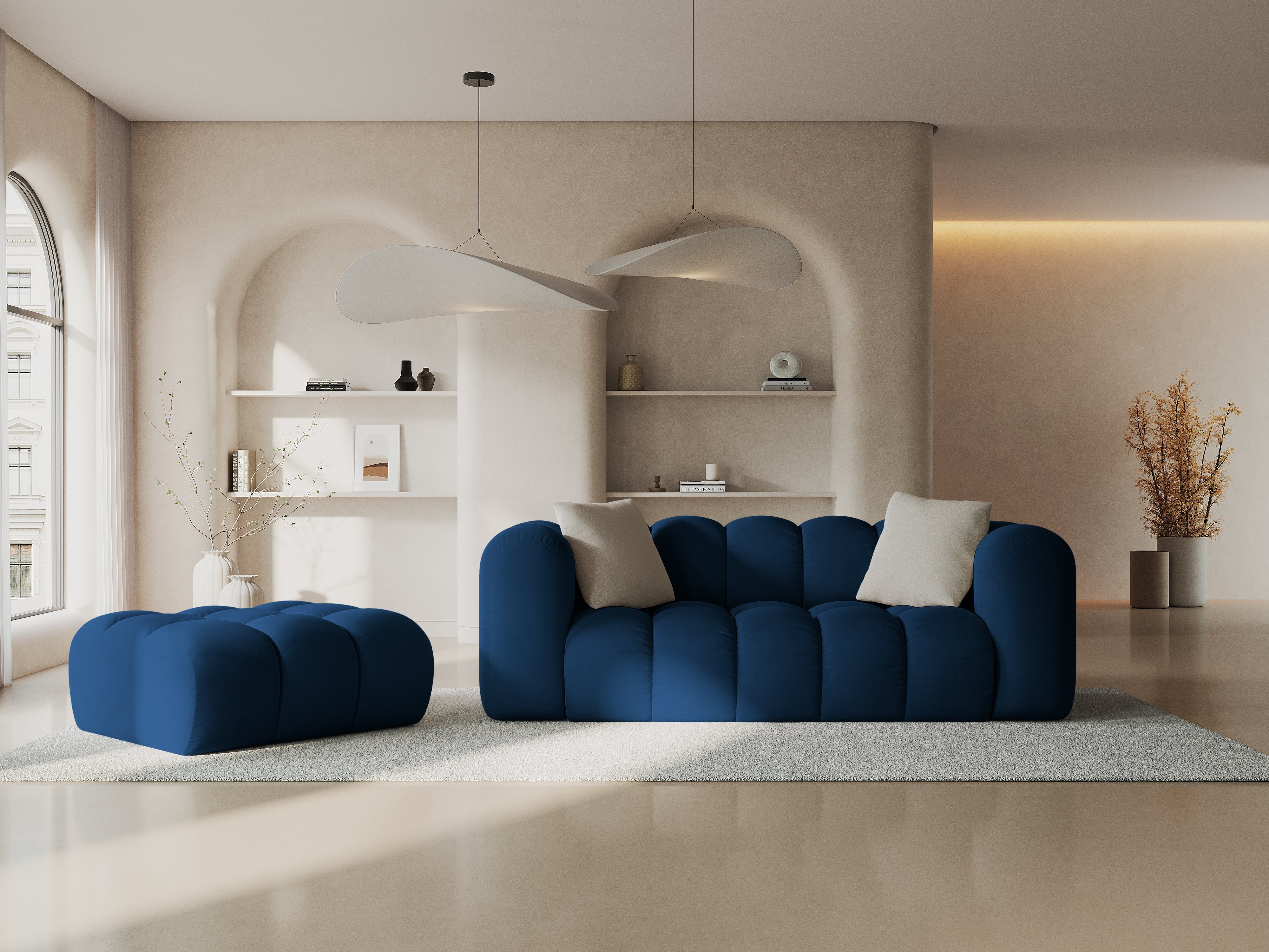 Sofa aksamitna 2-osobowa HALLEY granat królewski - Image 2