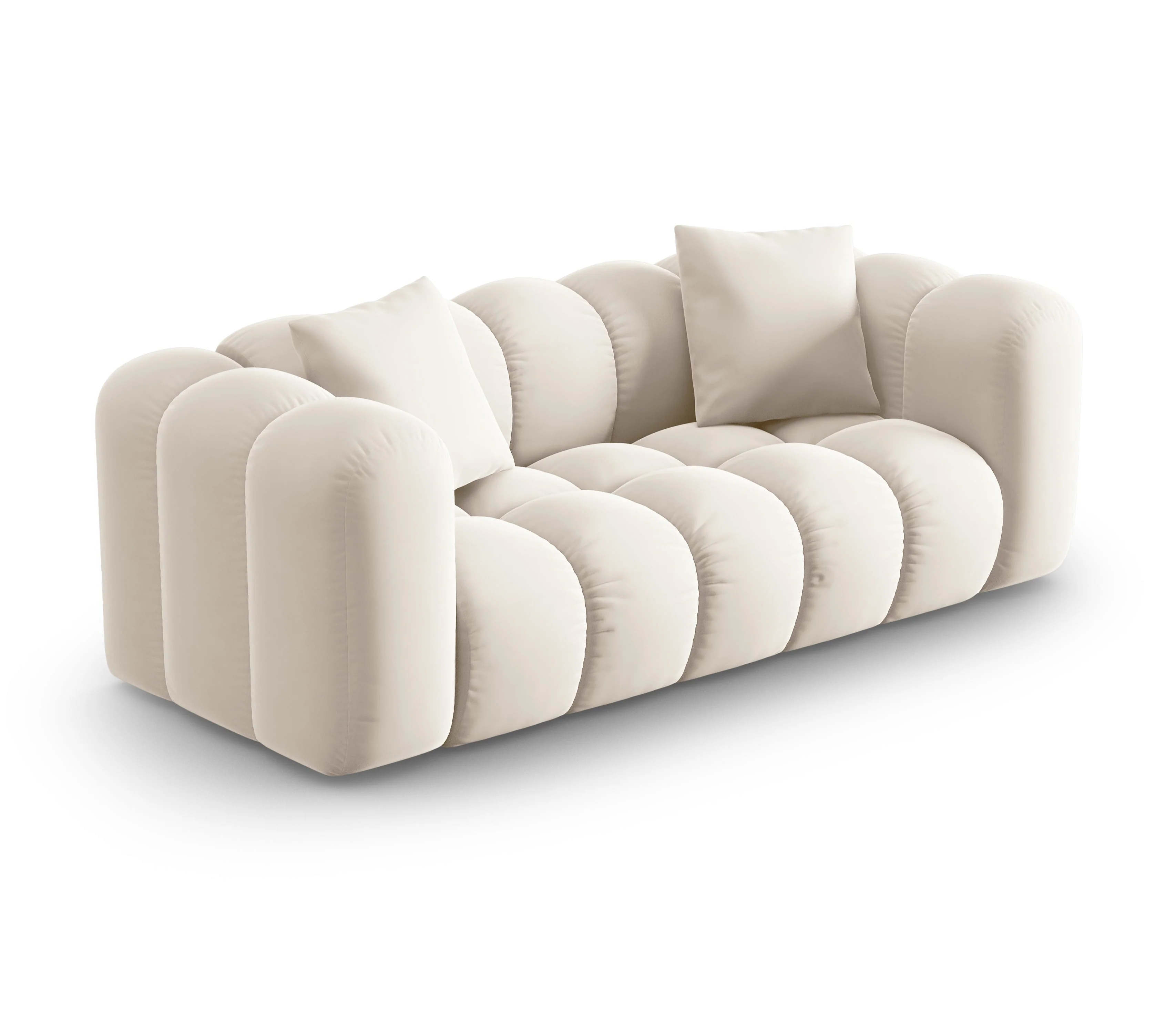Sofa aksamitna 2-osobowa HALLEY jasnobeżowy