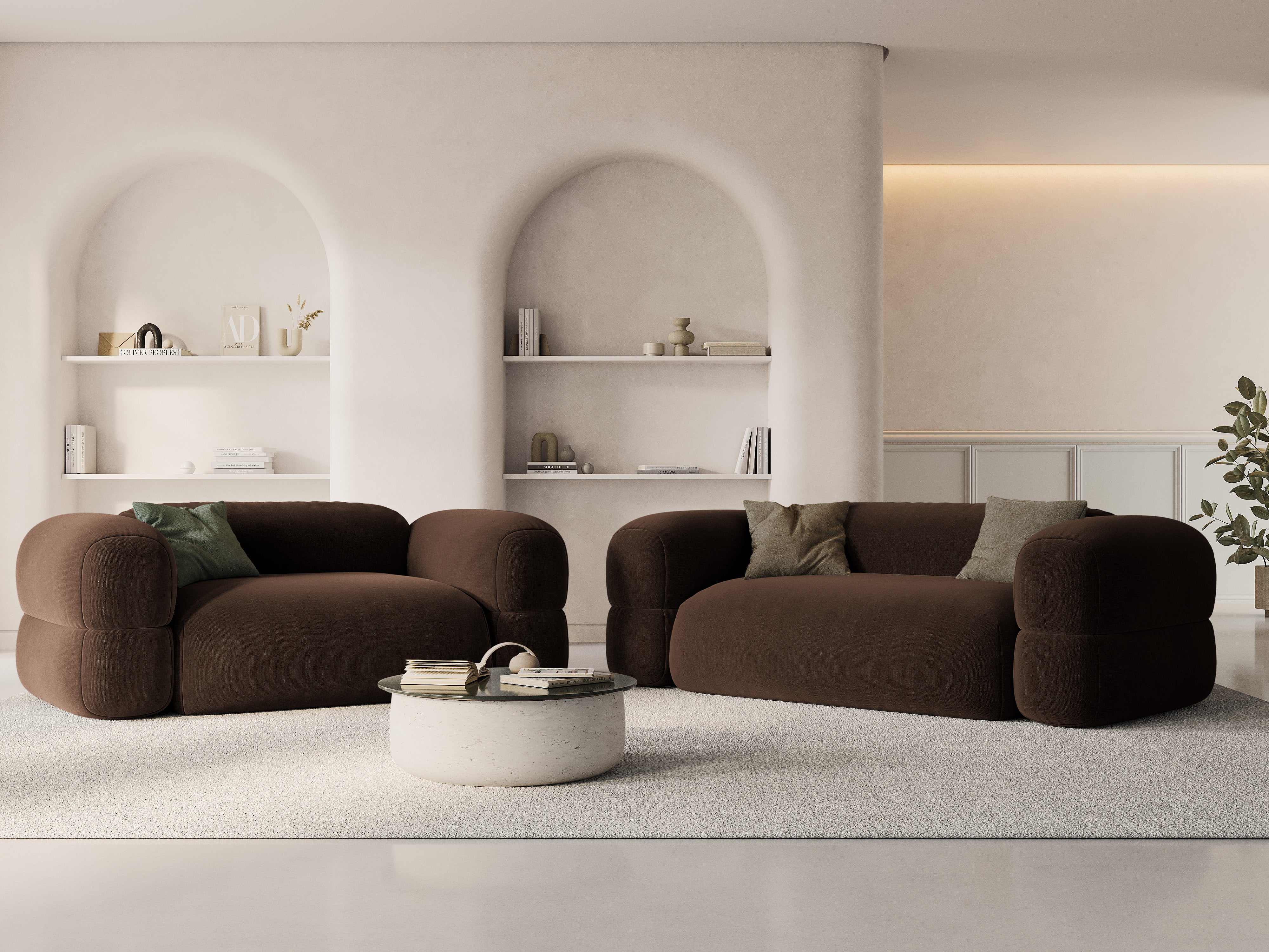 Sofa aksamitna 2-osobowa ROGER czekoladowy - Image 2