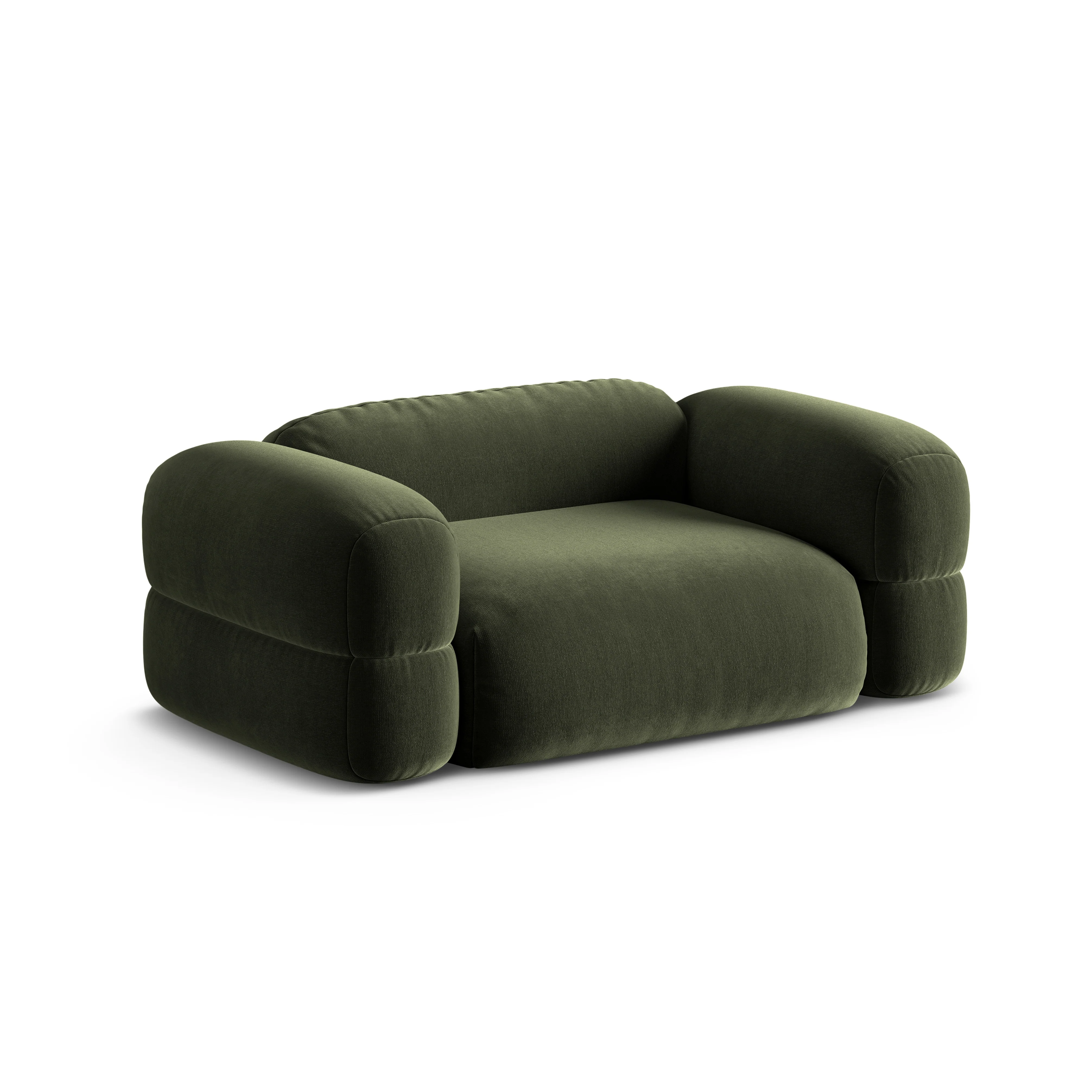 Sofa aksamitna 2-osobowa ROGER oliwkowy