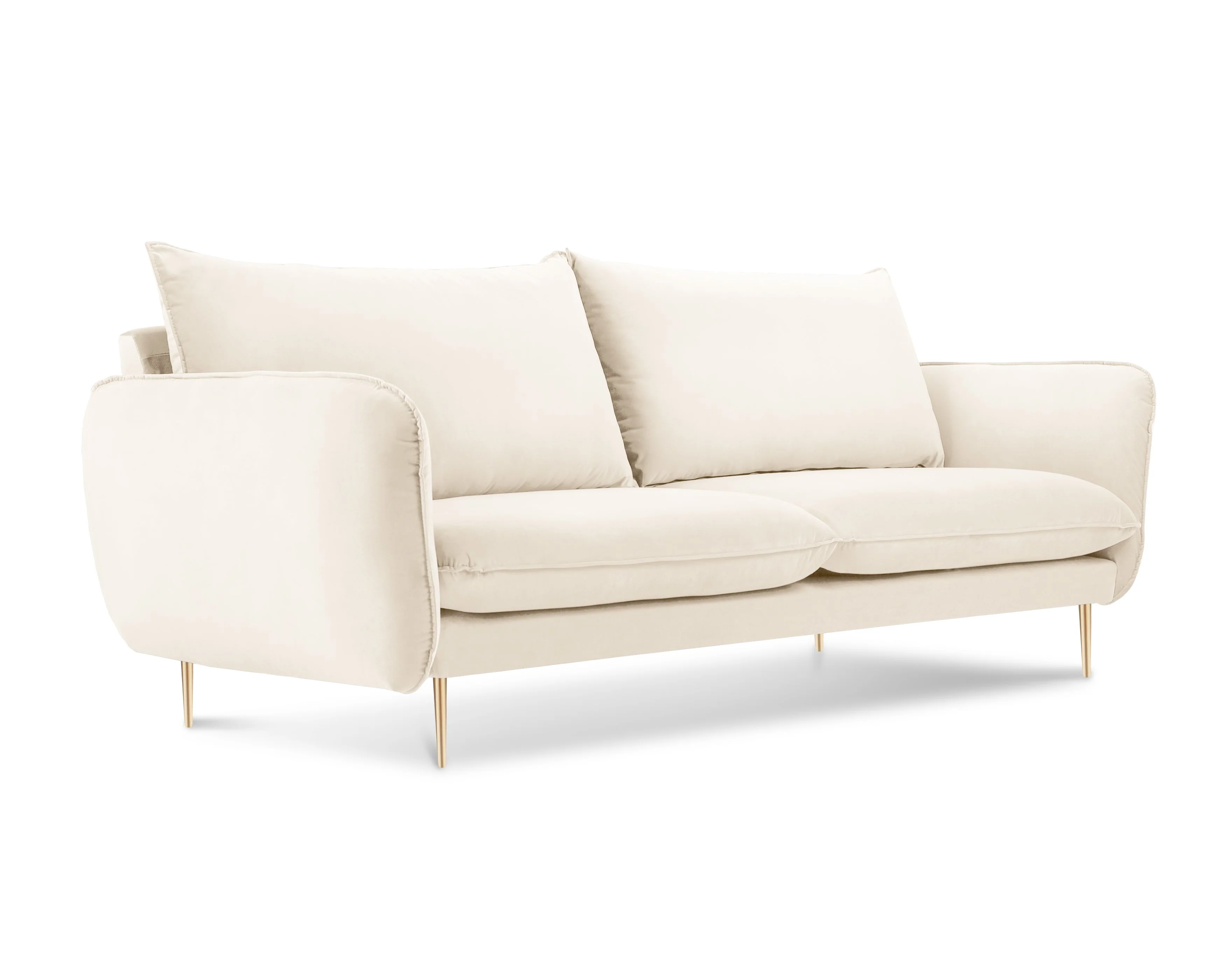 Sofa aksamitna 2-osobowa VIENNA beżowy ze złotą podstawą