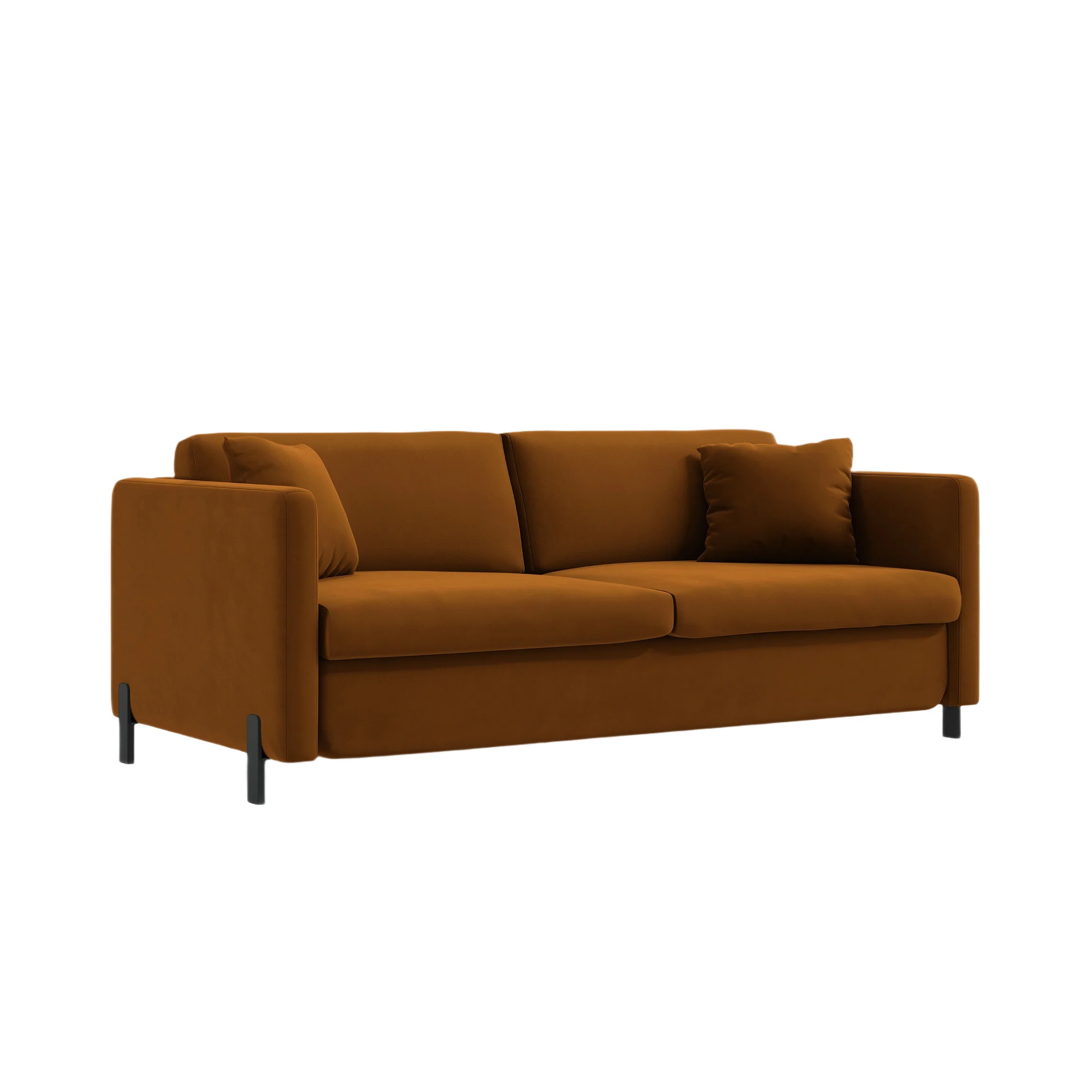 Sofa aksamitna 2-osobowa z funkcją spania GLORIA brązowy