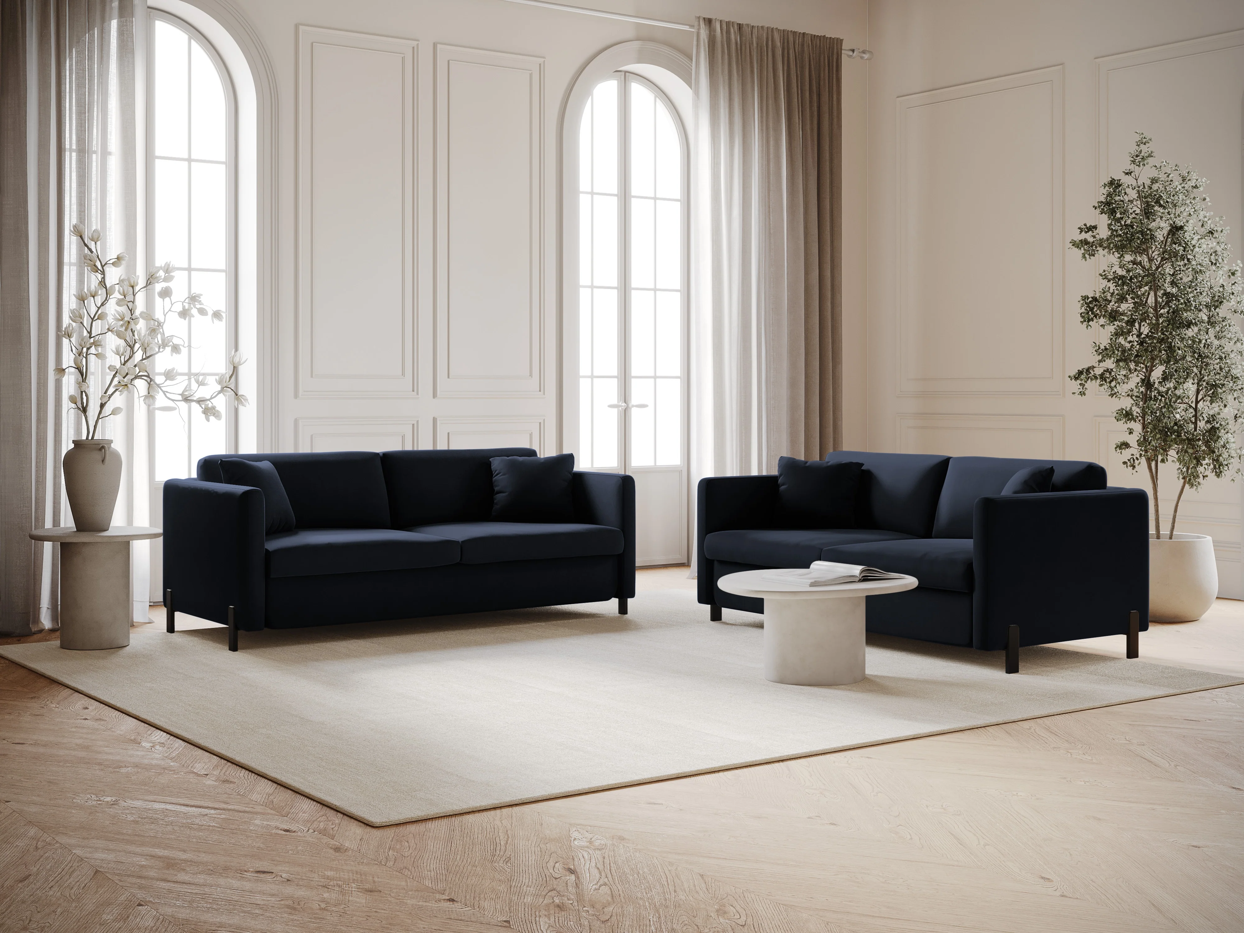 Sofa aksamitna 2-osobowa z funkcją spania GLORIA granat królewski - Image 2