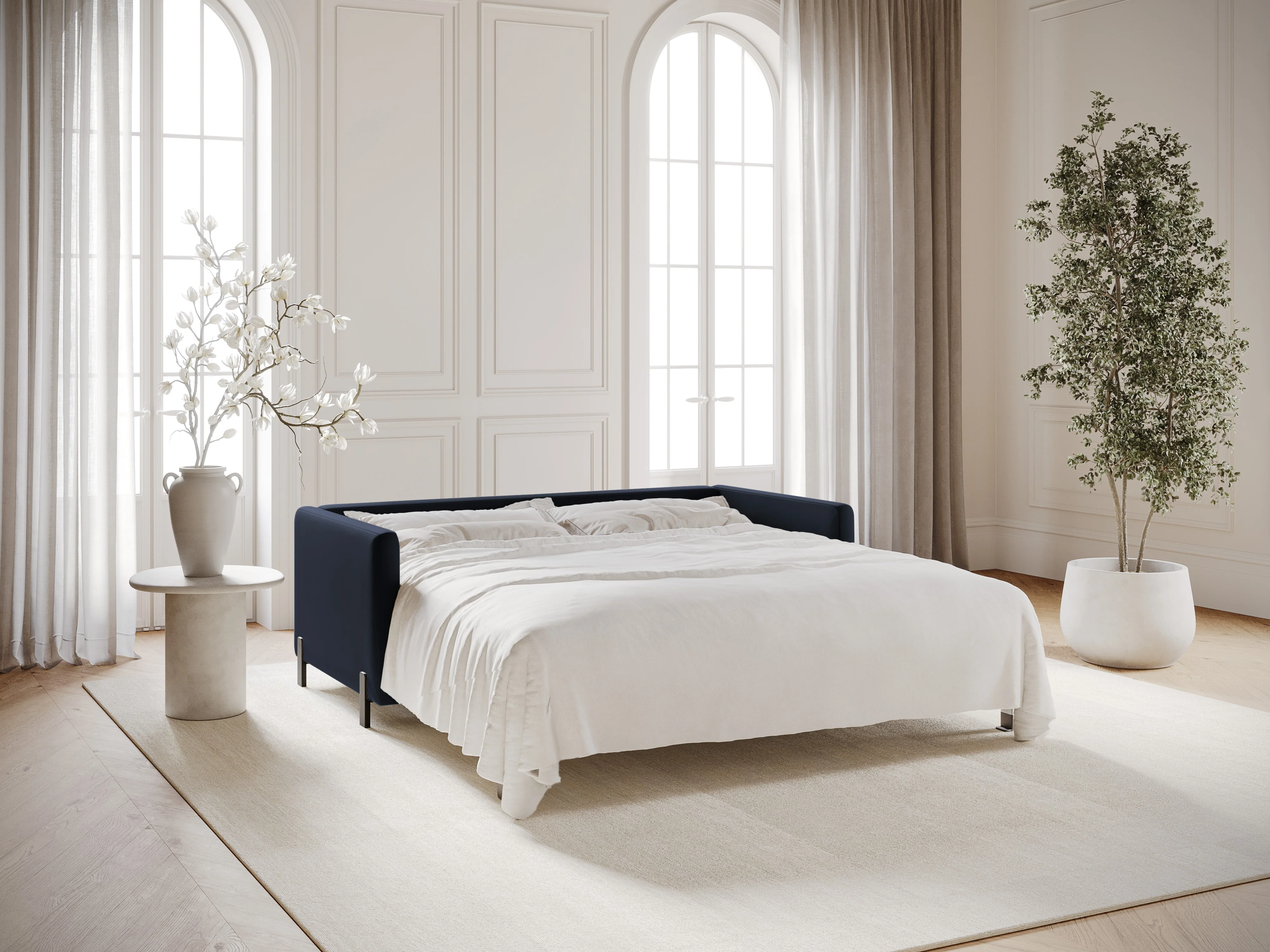 Sofa aksamitna 2-osobowa z funkcją spania GLORIA granat królewski - Image 8