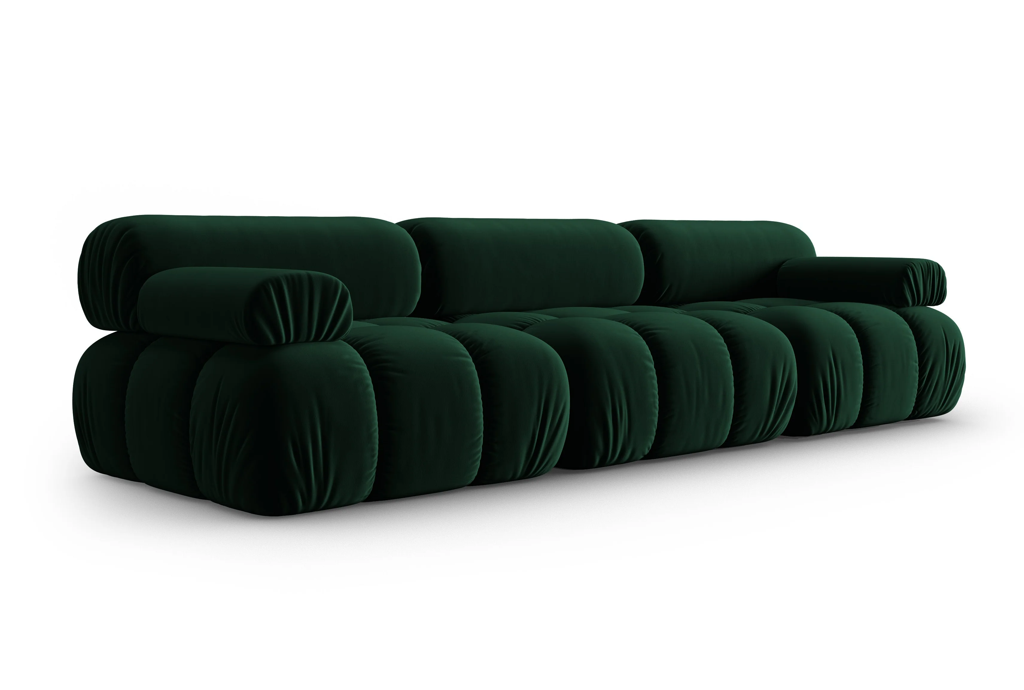 Sofa aksamitna 3-osobowa CORTINA butelkowy zielony