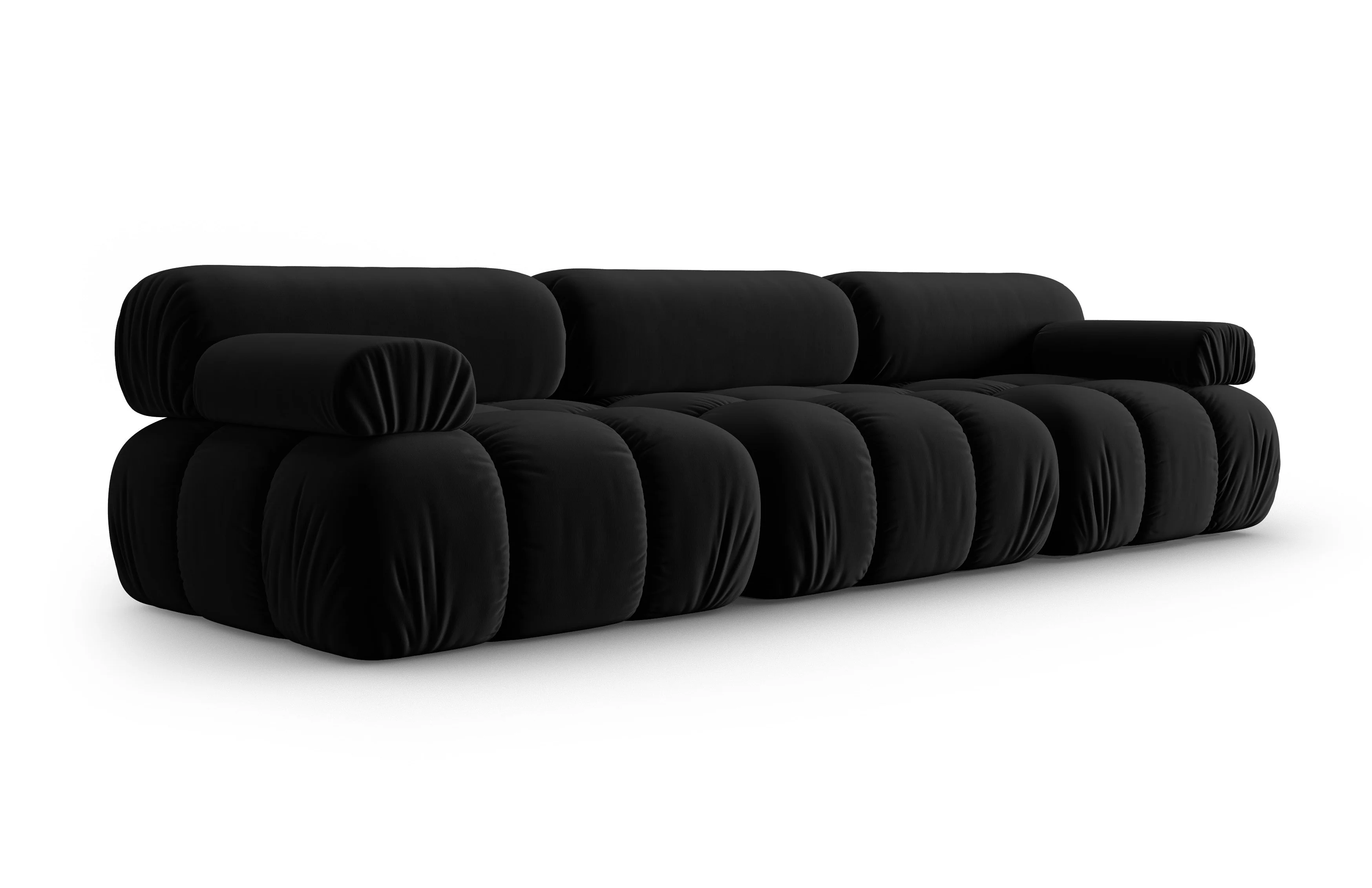 Sofa aksamitna 3-osobowa CORTINA czarny