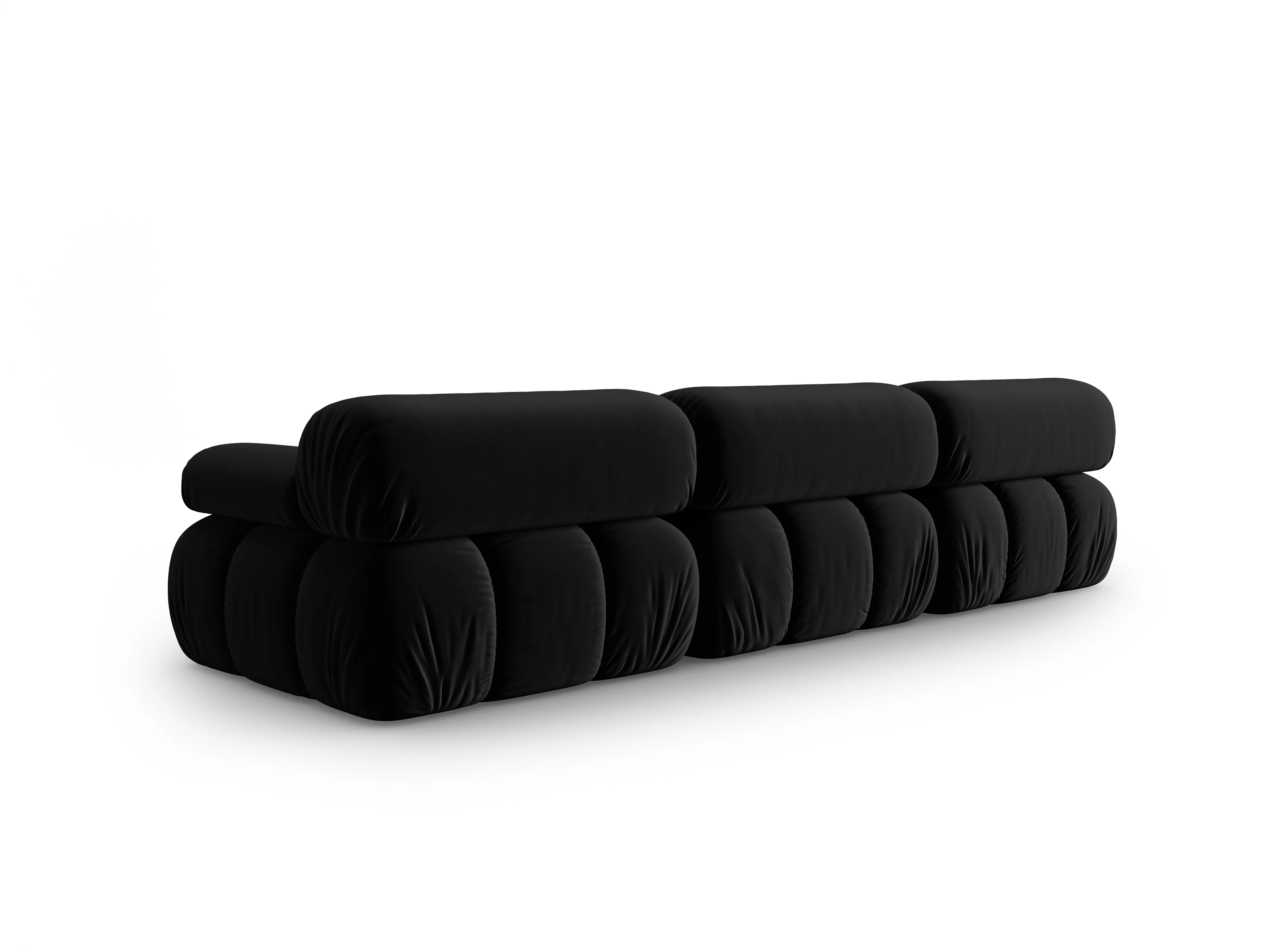 Sofa aksamitna 3-osobowa CORTINA czarny - Image 3