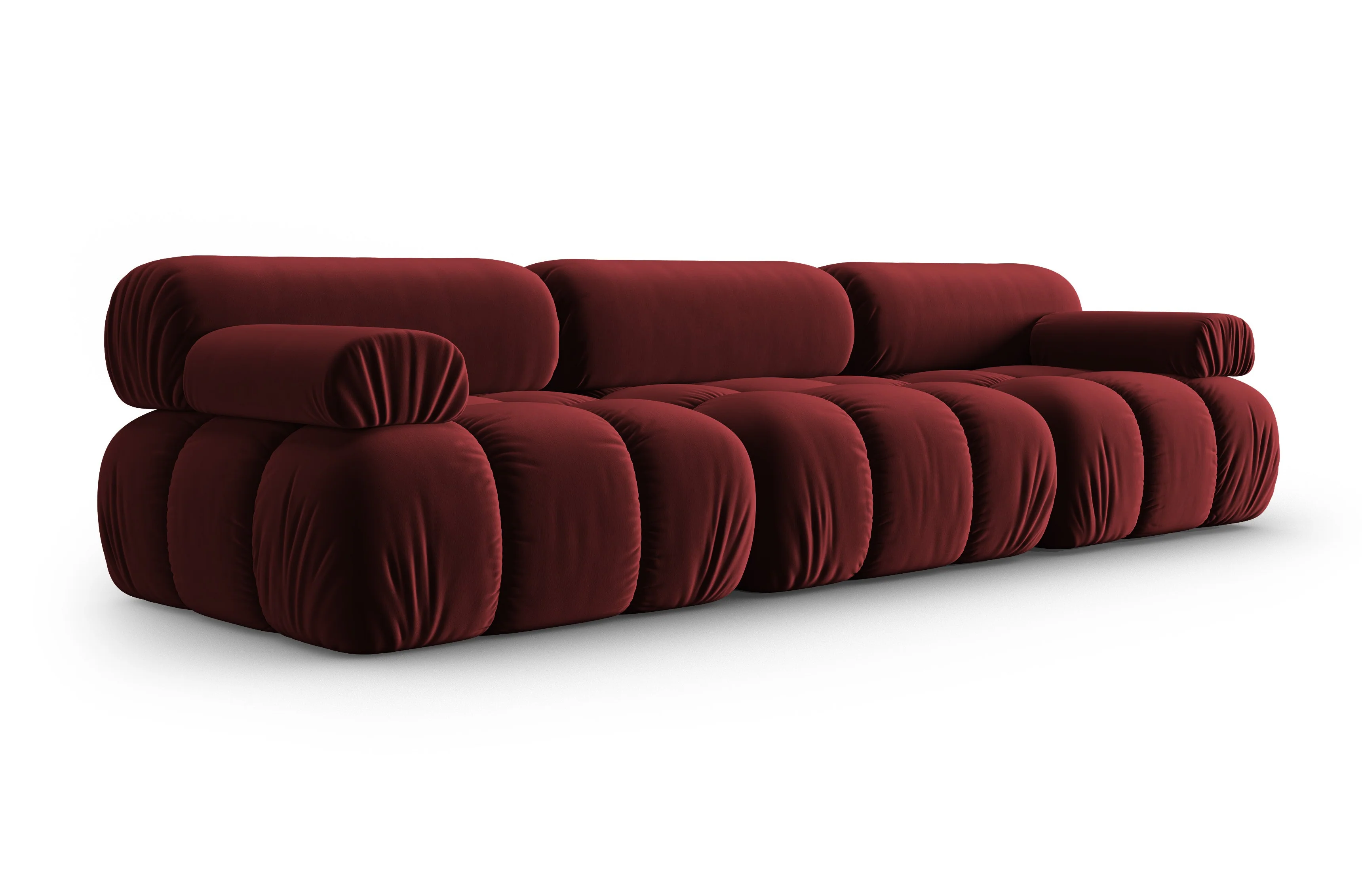 Sofa aksamitna 3-osobowa CORTINA winny czerwony