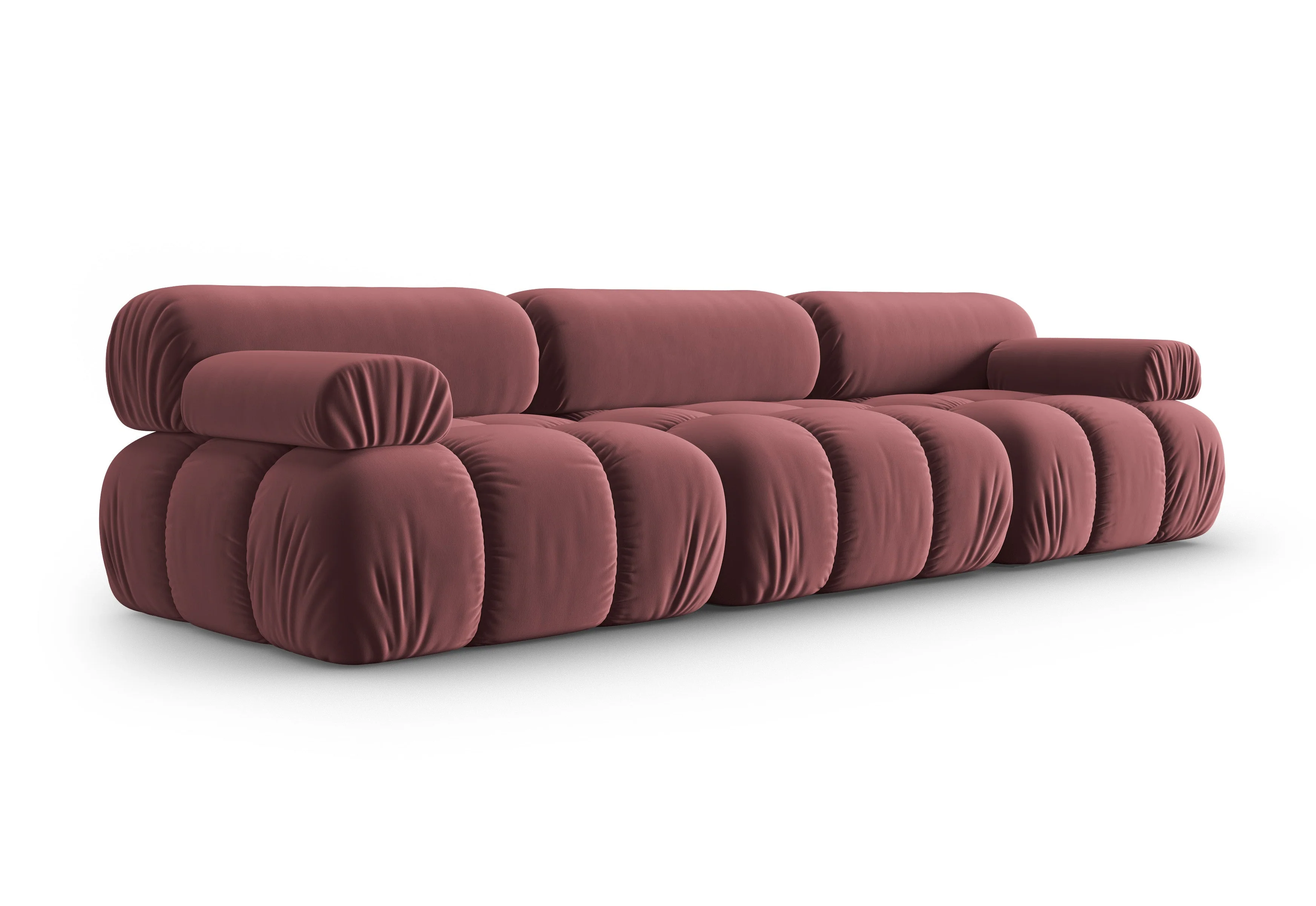 Sofa aksamitna 3-osobowa CORTINA różowy