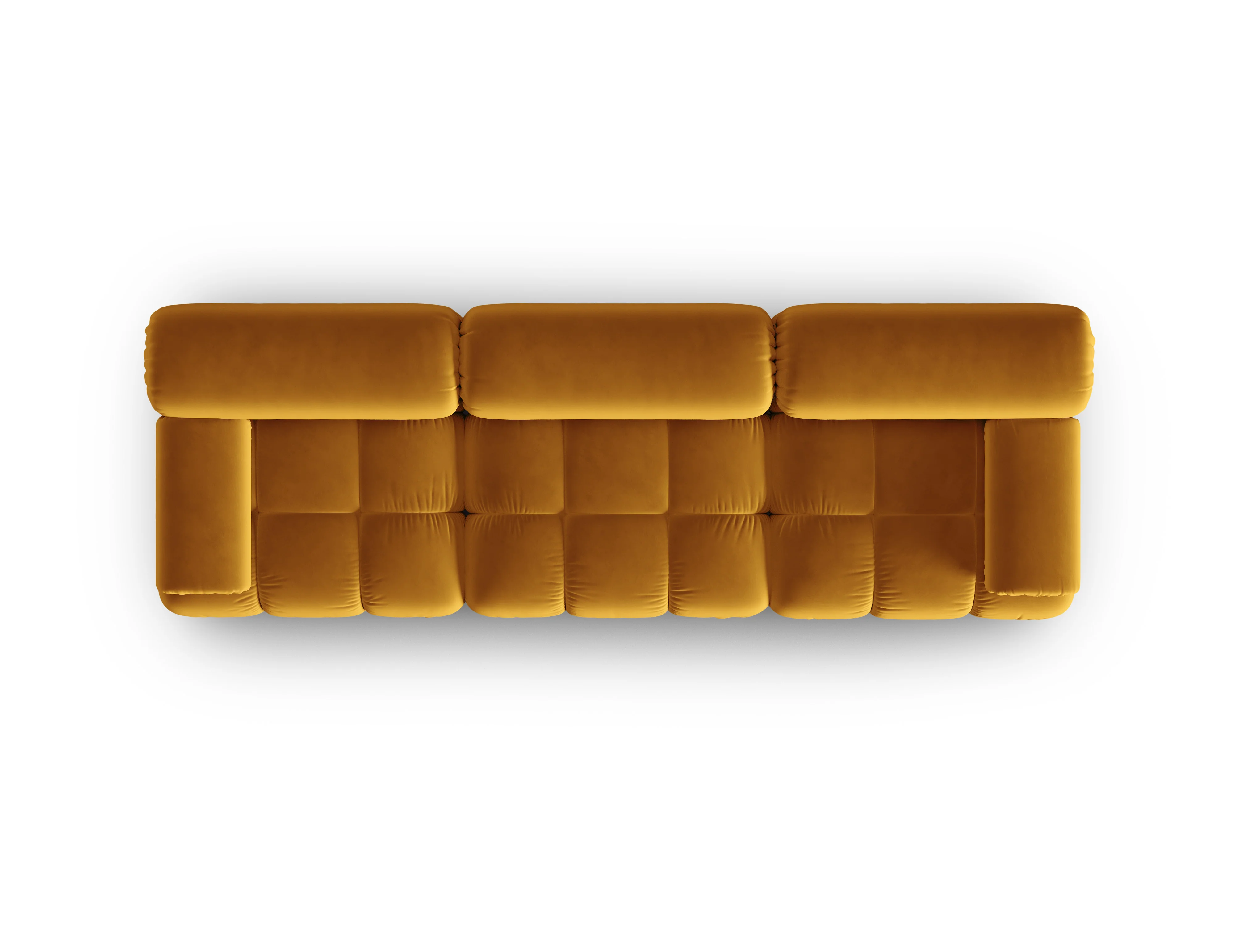Sofa aksamitna 3-osobowa CORTINA żółty - Image 4