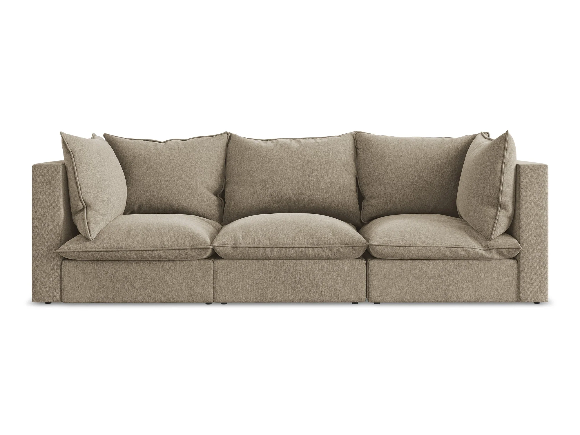 Sofa aksamitna 3-osobowa MANAO beżowy - Image 3