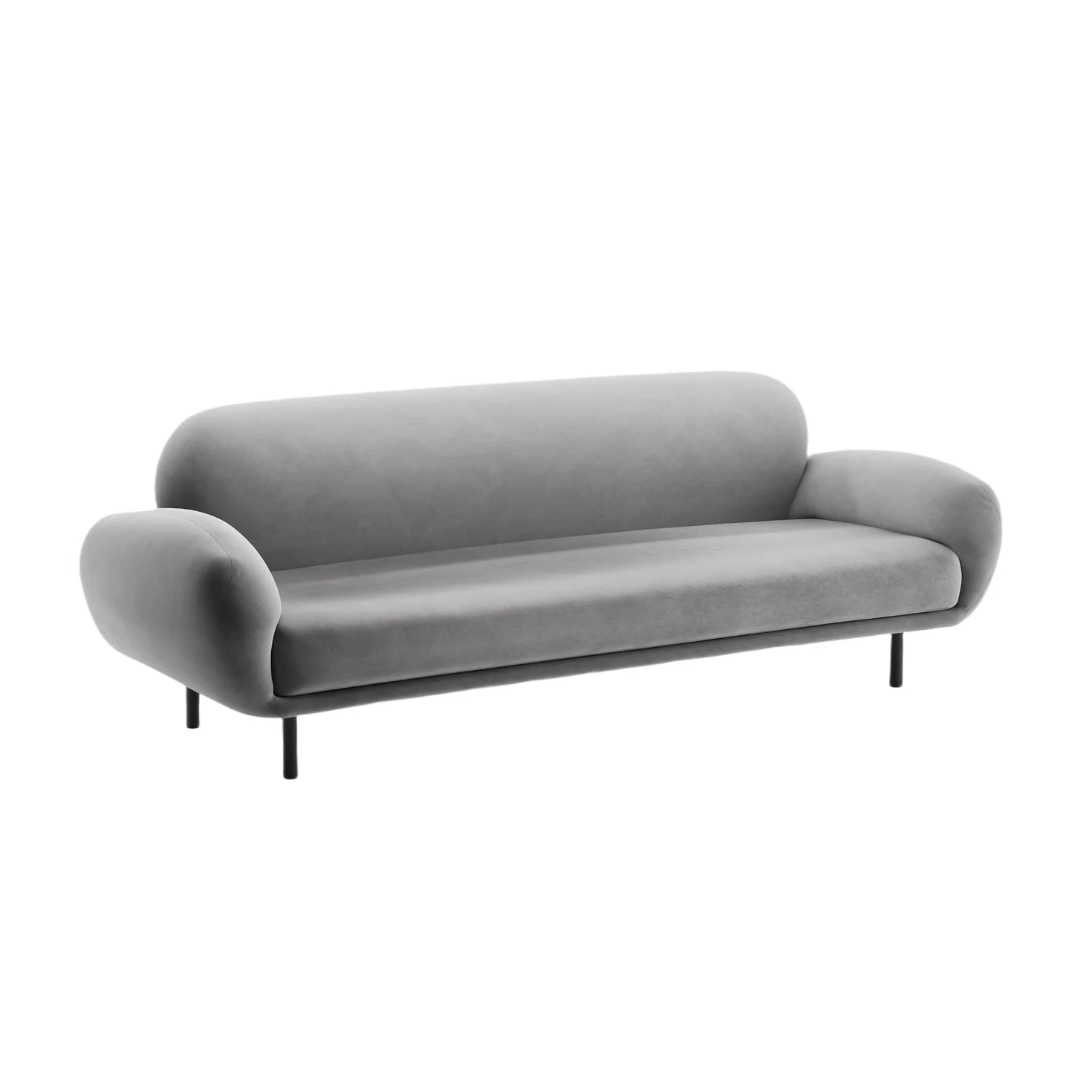 Sofa aksamitna 3-osobowa POPPY jasnoszary