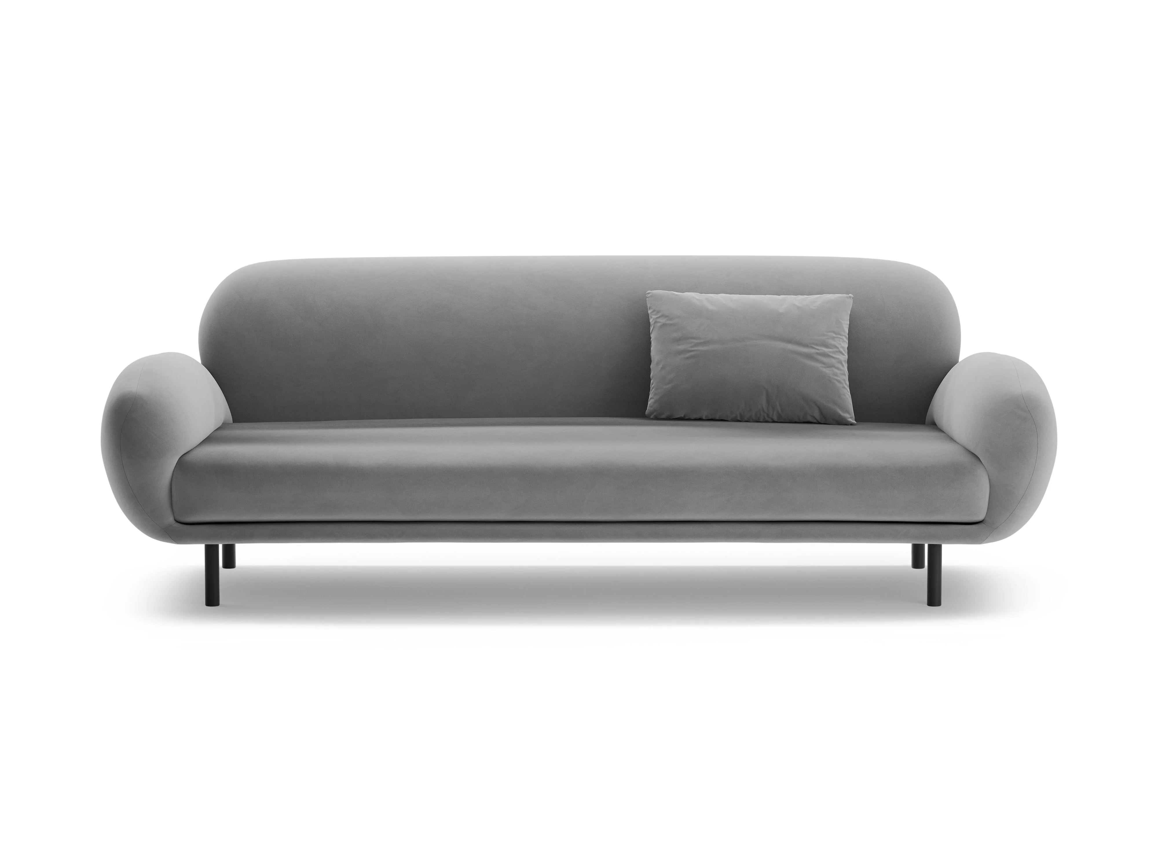 Sofa aksamitna 3-osobowa POPPY jasnoszary - Image 5