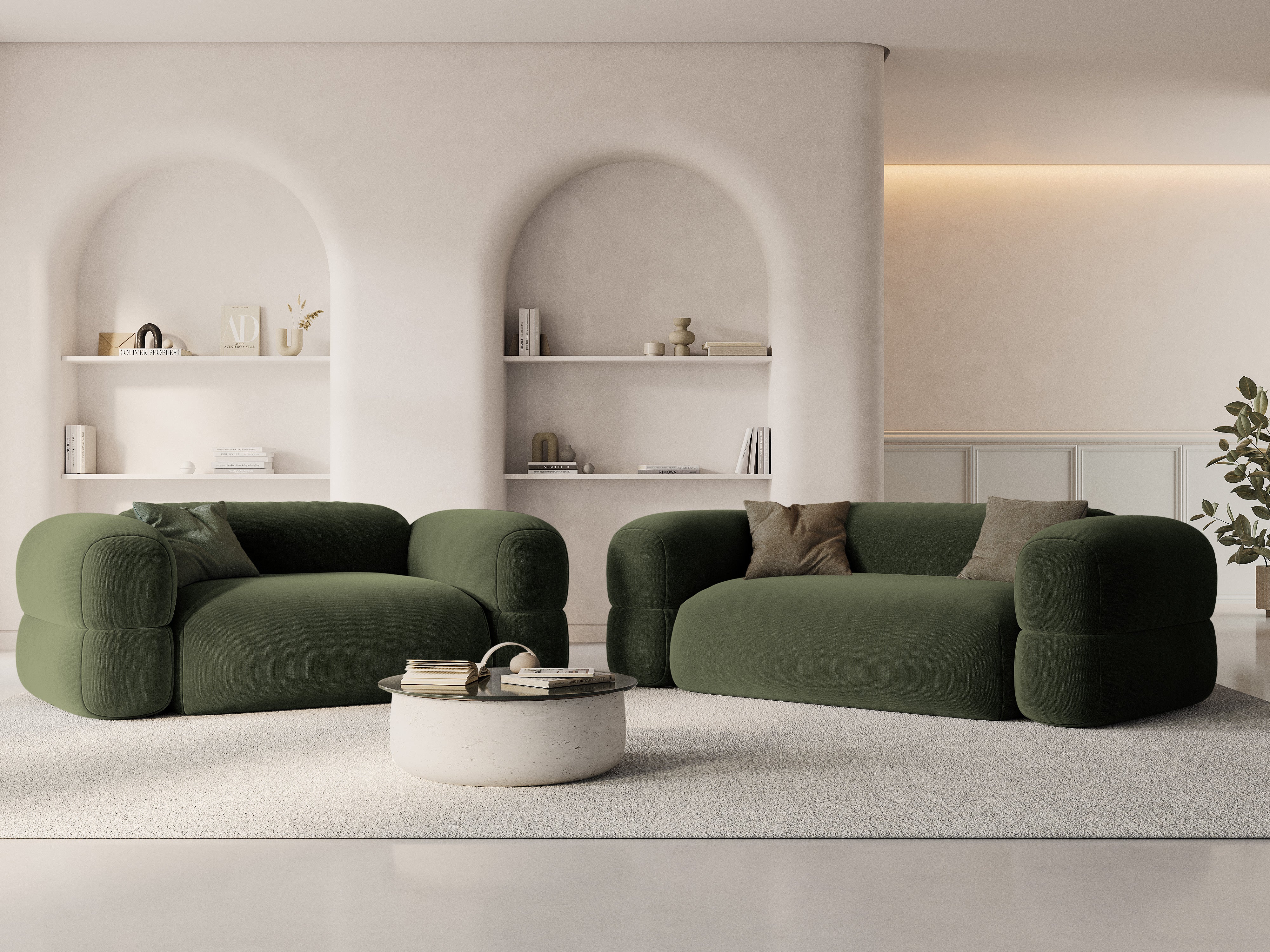 Sofa aksamitna 3-osobowa ROGER oliwkowy - Image 2