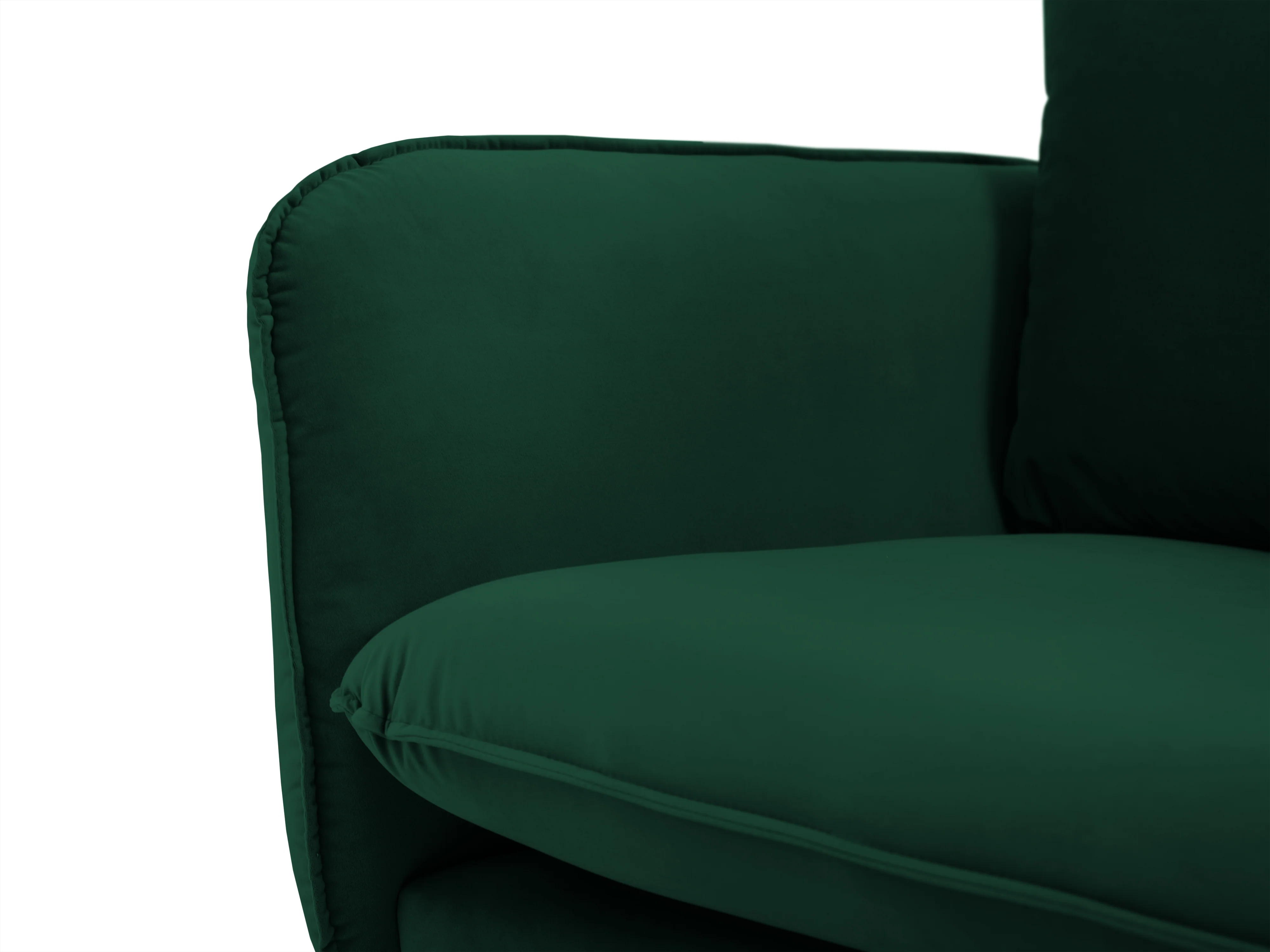 Sofa aksamitna 3-osobowa VIENNA butelkowa zieleń ze złotą podstawą - Image 5