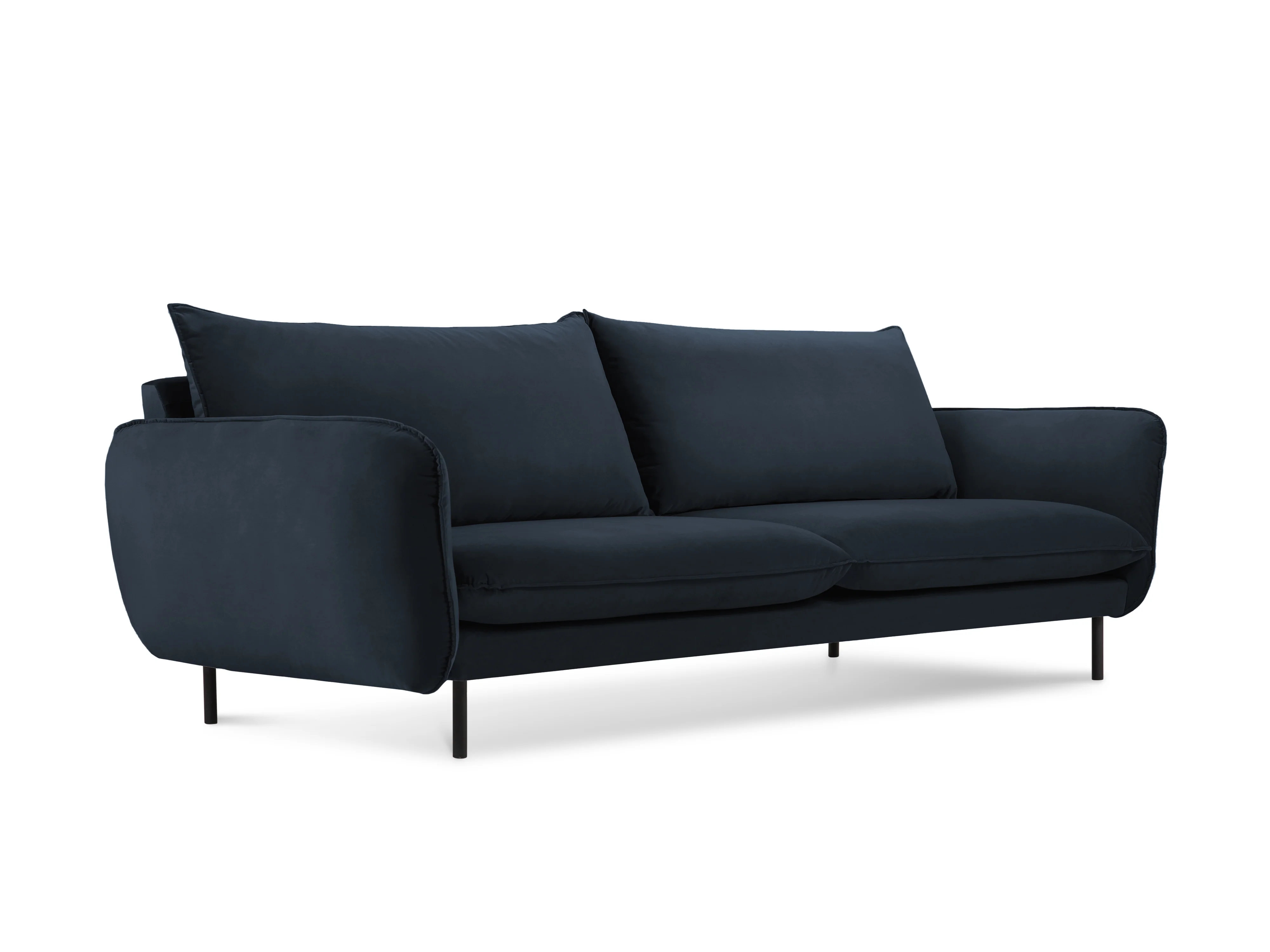 Sofa aksamitna 3-osobowa VIENNA ciemnoniebieski z czarną podstawą