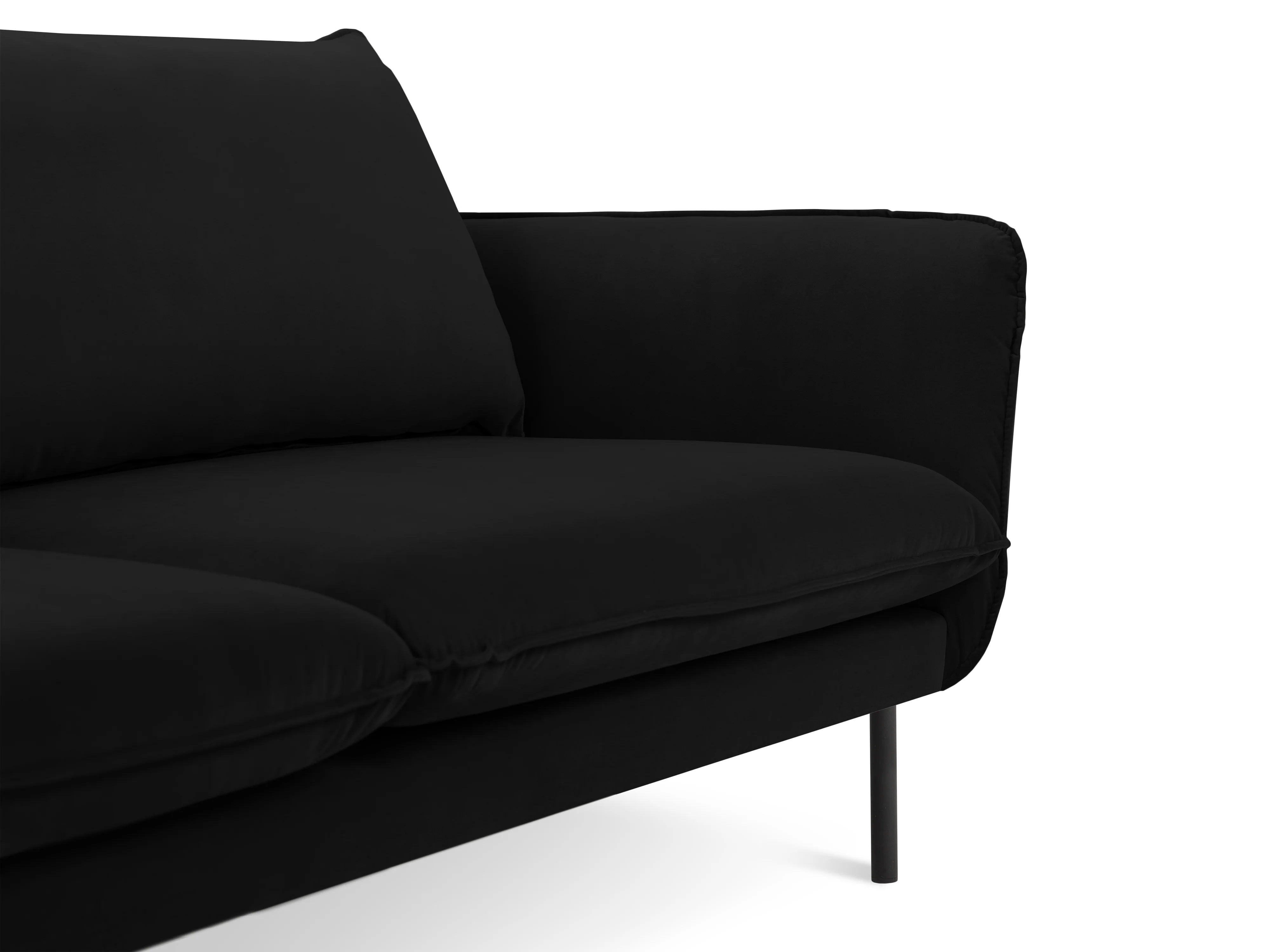 Sofa aksamitna 3-osobowa VIENNA czarny z czarną podstawą - Image 3