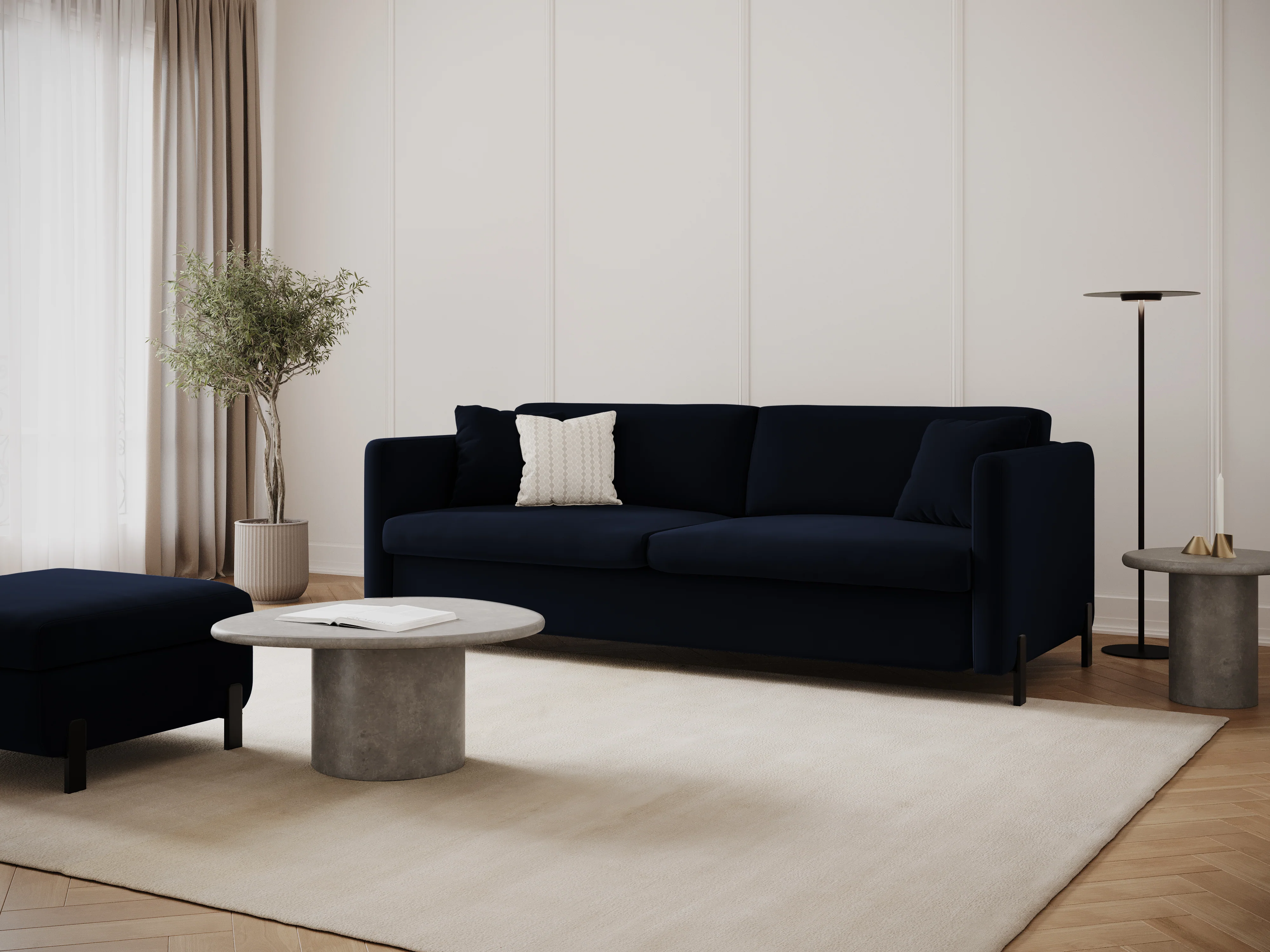 Sofa aksamitna 3-osobowa z funkcją spania GLORIA granat królewski - Image 2