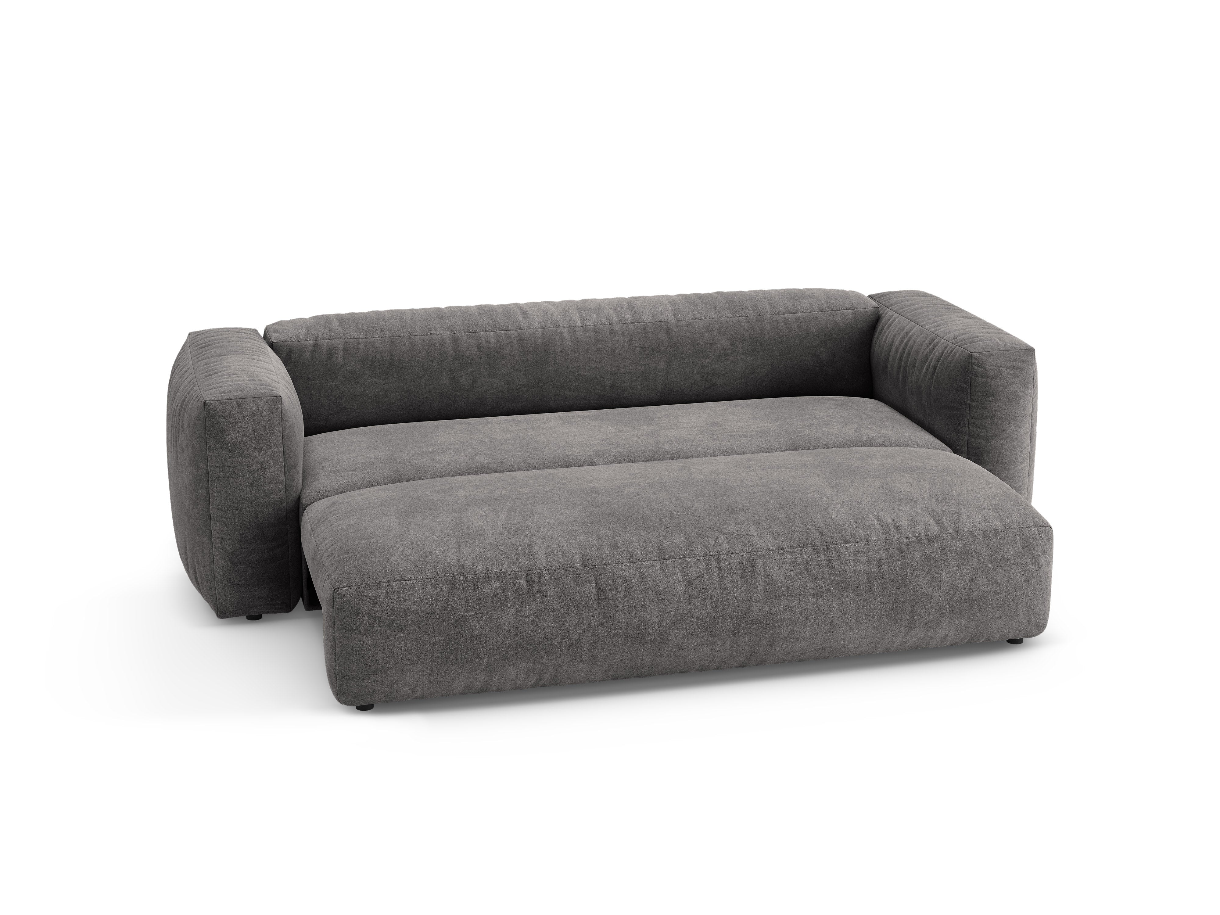 Sofa aksamitna 3-osobowa z funkcją spania MARTINA szary - Image 6