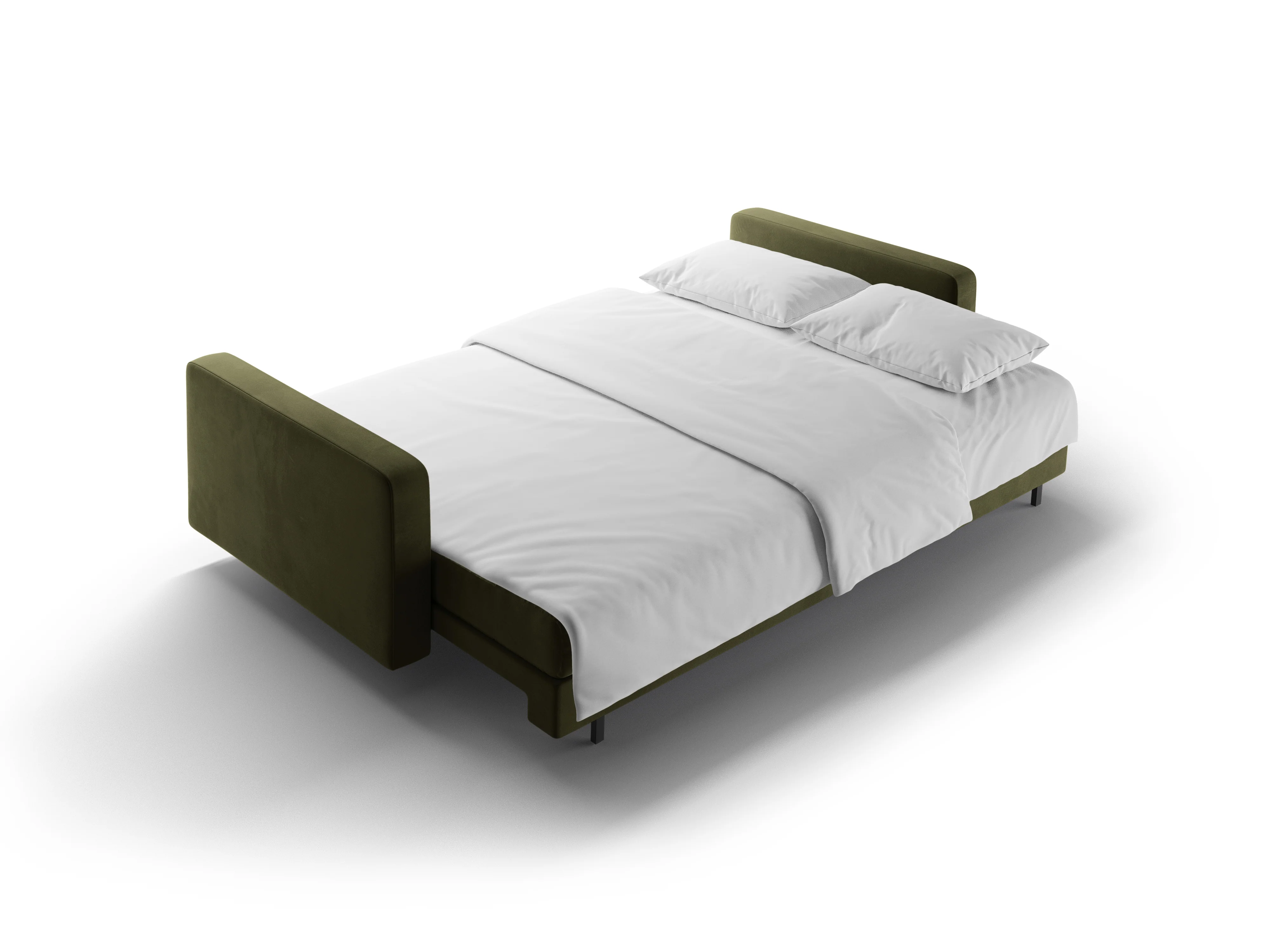 Sofa aksamitna 3-osobowa z funkcją spania BALI zielony z czarną podstawą - Image 7