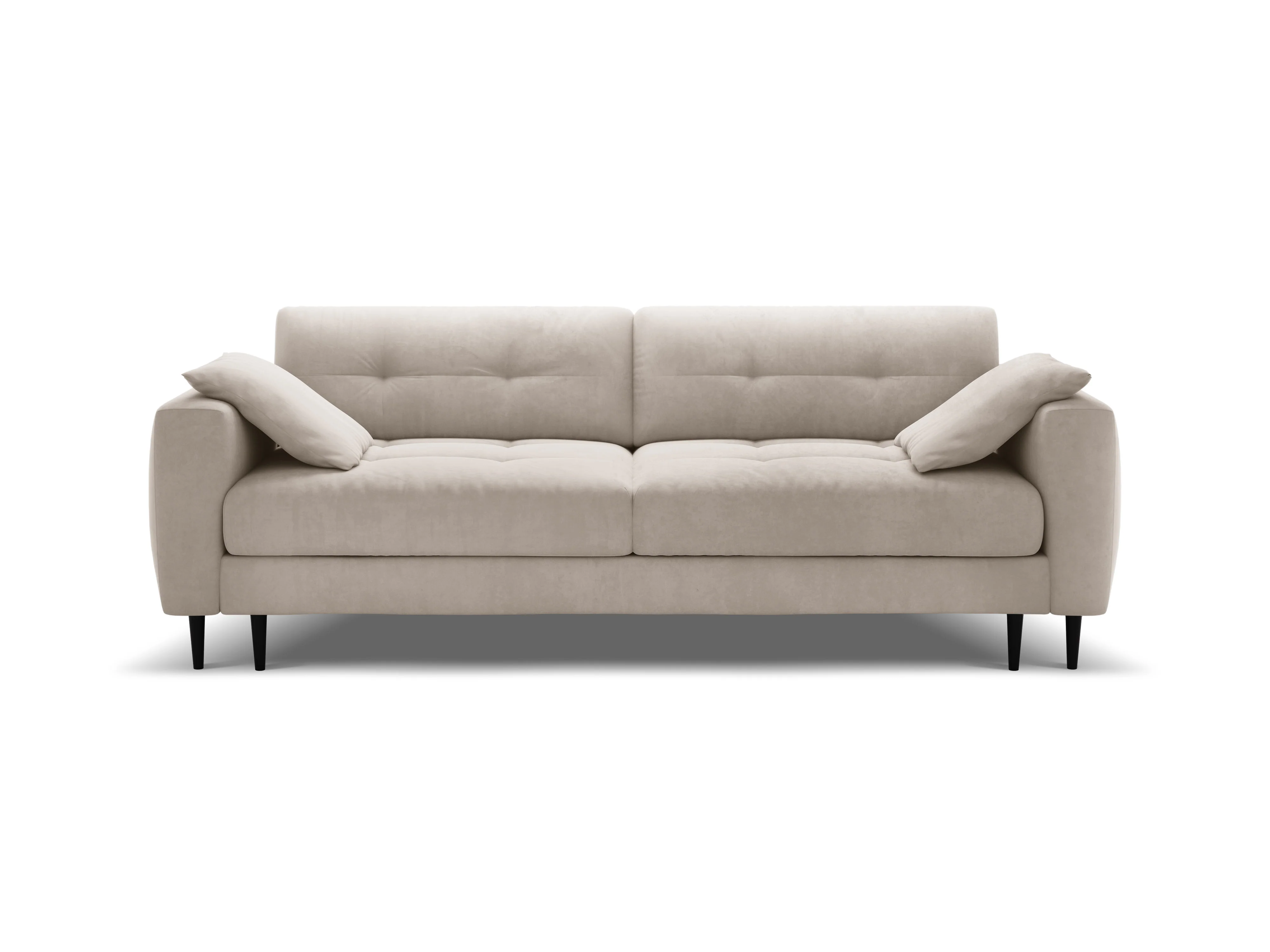Sofa aksamitna 3-osobowa z funkcją spania BEMY beżowy - Image 2
